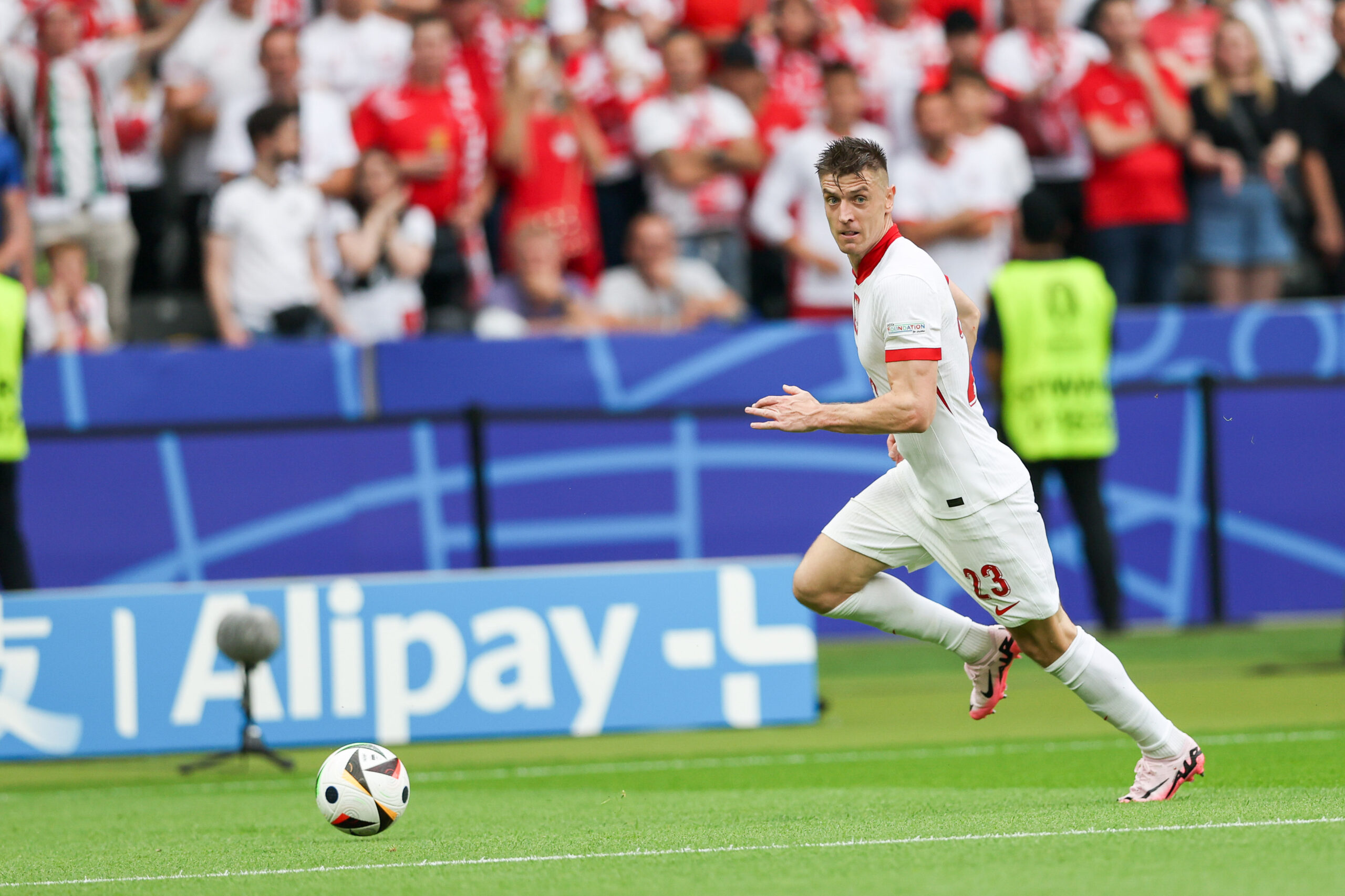 June 21, 2024, Berlin, Germany: Krzysztof Piatek of Poland in action during the UEFA EURO 2024 match between Poland and Austria at Olympiastadion. Final score: Poland 1:3 Austria.,Image: 884212987, License: Rights-managed, Restrictions: , Model Release: no, Credit line: Grzegorz Wajda / Zuma Press / Forum