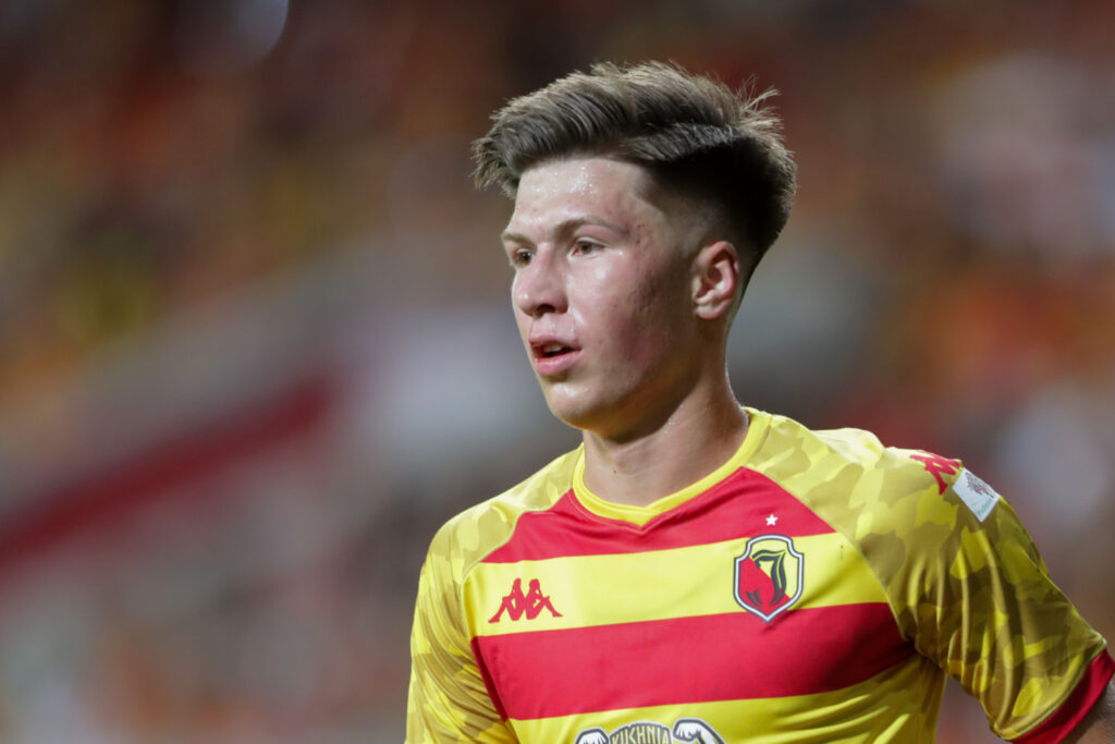 July 31, 2024, Bialystok, Poland: Jakub Lewicki of Jagiellonia Bialystok seen in action during the Eliminations UEFA Champions League 2024/2025 football match between Jagiellonia Bialystok and FK Poniewiez at Municipal stadium..Final score; Jagiellonia Bialystok 3:1 FK Poniewiez.,Image: 894874442, License: Rights-managed, Restrictions: , Model Release: no, Credit line: Grzegorz Wajda / Zuma Press / Forum