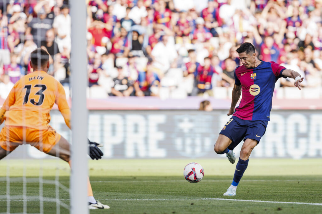 August 31, 2024, Barcelona, Barcelona, SPAIN: Robert Lewandowski of FC Barcelona in action during the Spanish league, La Liga EA Sports, football match played between FC Barcelona and Real Valladolid at Estadio Olimpico de Montjuic on August 31, 2024 in Barcelona, Spain.,Image: 903526598, License: Rights-managed, Restrictions: , Model Release: no, Credit line: Javier Borrego / Zuma Press / Forum