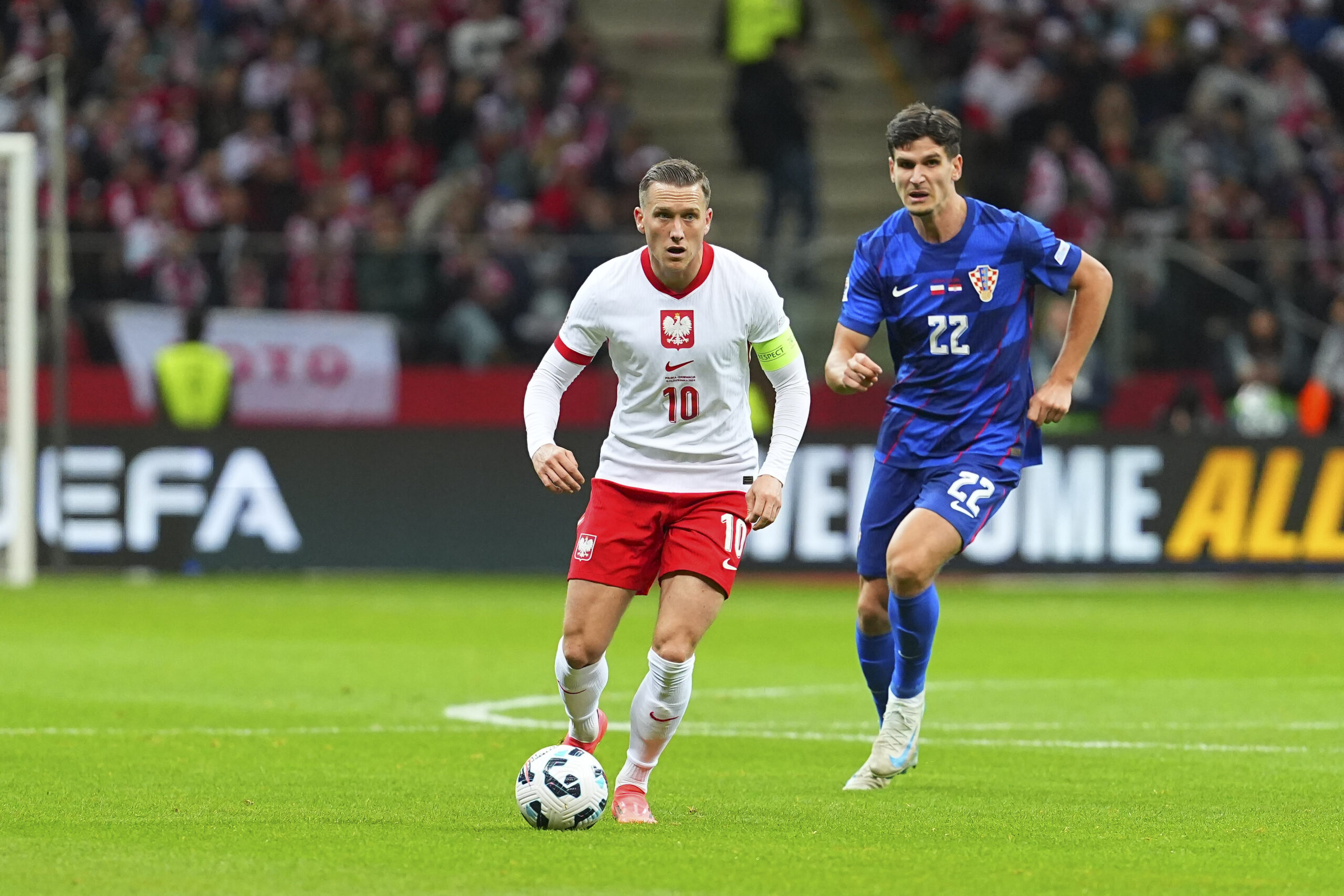 WARSZAWA 15.10.2024
MECZ 4. KOLEJKA GRUPA A1 LIGA NARODOW SEZON 2024/25: POLSKA - CHORWACJA --- UEFA NATIONS LEAGUE FOOTBALL MATCH IN WARSAW: POLAND - CROATIA
NZ PIOTR ZIELINSKI IGOR MATANOVIC  
FOT. PAWEL WOJCIK/400mm.pl