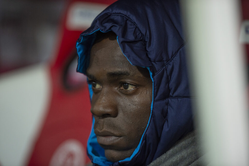 Marseille&#039;s Mario Balotelli during a French League One soccer match between Reims and Olympique Marseille at the stade Auguste-Delaune in Reims, France, Saturday, Feb. 02nd, 2019.
02.02.2019 Reims
Pilka nozna
Liga francuska 2018/2019
Reims - Olympique Marsylia
Foto: John Spencer / SIPA / Pressfocus