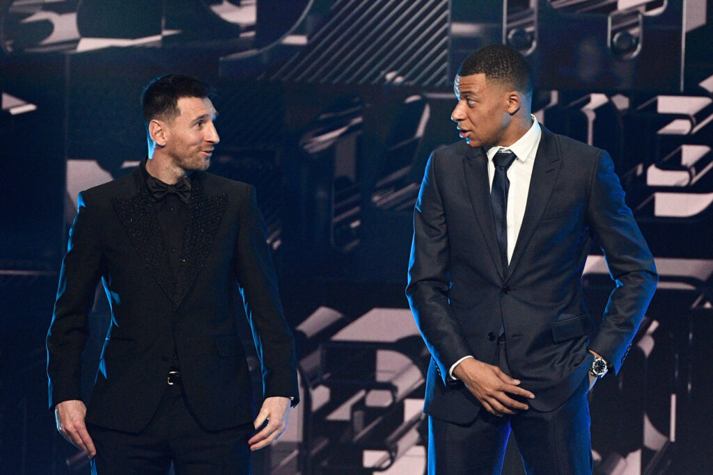 Leo Messi and Kylian MBappe during the FIFA FOOTBALL AWARDS 2022 at the &quot;Salle Pleyel&quot; on monday febuary 27, 2022. Paris. France. PHOTO: CHRISTOPHE SAIDI / SIPA.

27.02.2023 Paryz
pilka nozna
Gala Best FIFA Football Award 2022
Foto CHRISTOPHE SAIDI / Sipa / PressFocus 
POLAND ONLY!!