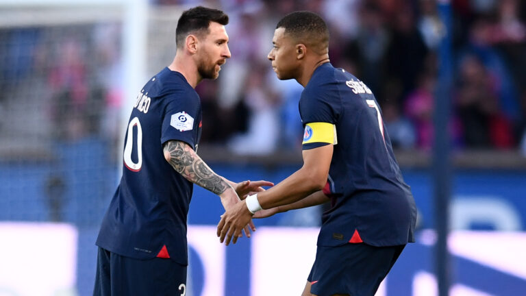 07 Kylian MBAPPE (psg) - 30 Lionel Leo MESSI (psg) during the Ligue 1 Uber Eats match between PSG and Clermont Foot 63  at Parc des Princes on June 3, 2023 in Paris, France. (Photo by  Philippe Lecoeur/FEP/Icon Sport/Sipa USA)
2023.06.03 Paryz
pilka nozna liga francuska
PSG - Clermont Foot 63
Foto Icon Sport/SIPA USA/PressFocus

!!! POLAND ONLY !!!