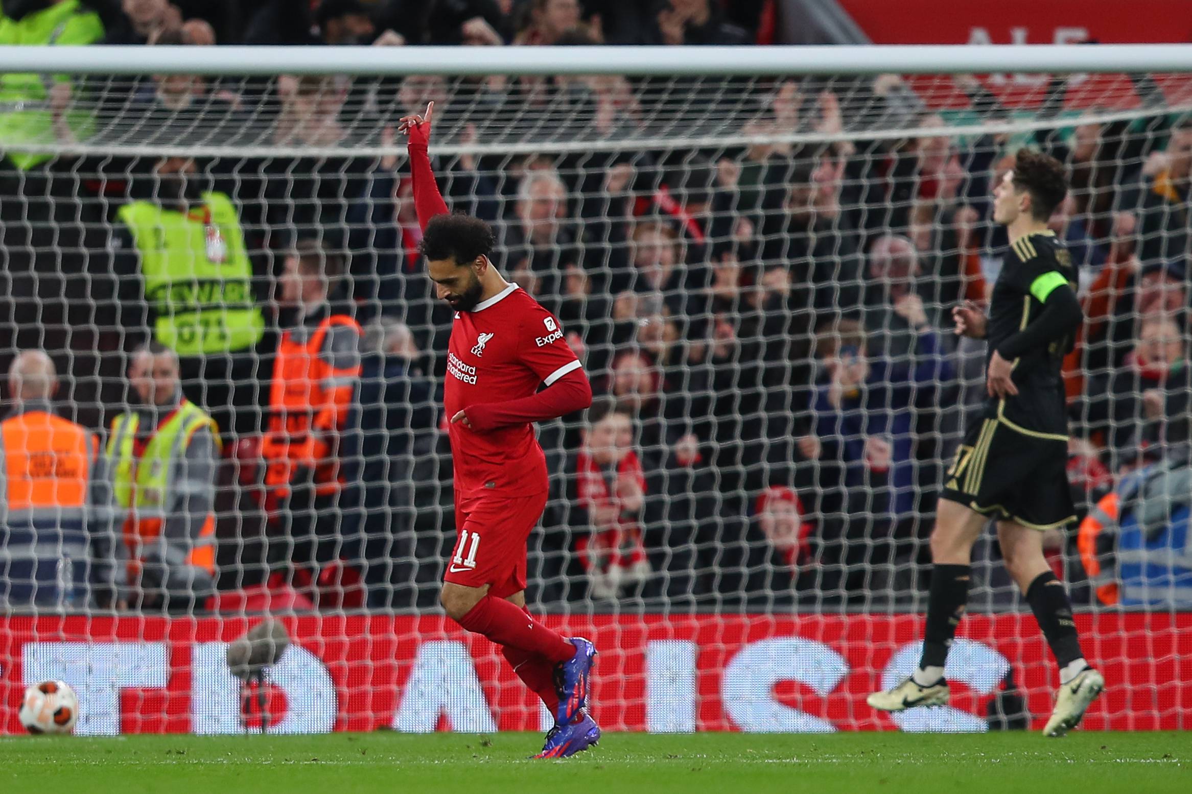 March 14, 2024, Liverpool, Merseyside, United Kingdom: Mohamed Salah of Liverpool celebrates his goal to make it 3-0 Liverpool, during the UEFA Europa League match Liverpool vs Sparta Prague at Anfield, Liverpool, United Kingdom, 14th March 2024. (Credit Image: © Gareth Evans/News Images via ZUMA Press Wire) 
LIGA EUROPY UEFA PILKA NOZNA SEZON 2023/2024
FOT. ZUMA/newspix.pl / 400mm.pl

POLAND ONLY !!!
---
newspix.pl / 400mm.pl