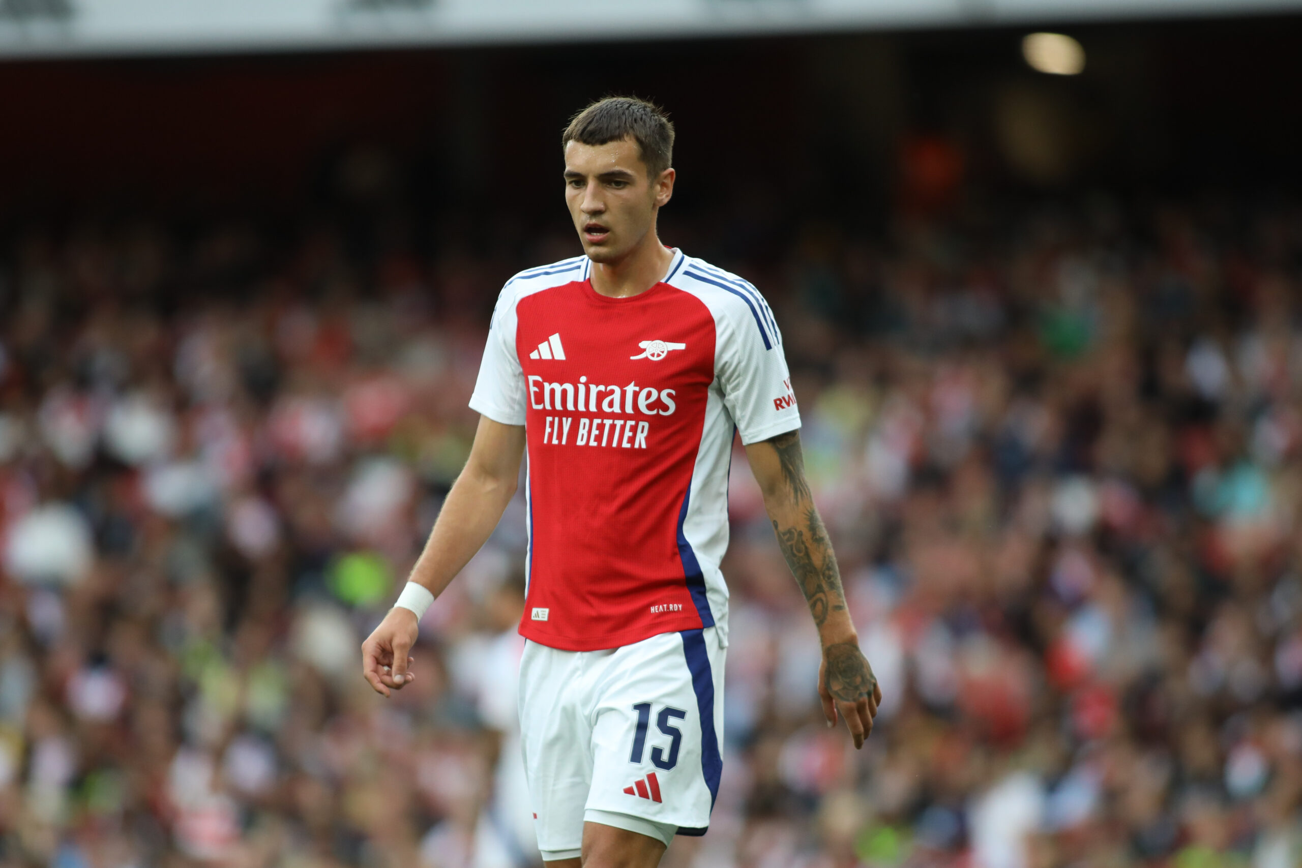 London, England, August 7th 2024: Jakub Kiwior (15 Arsenal) in action during the club friendly game between Arsenal and Bayer Leverkusen at Emirates Stadium in London, England  (Alexander Canillas/SPP) (Photo by Alexander Canillas/SPP/Sipa USA)
2024.08.07 Londyn
pilka no?na sparing mecz towarzyski 
Arsenal Londyn - Bayer Leverkusen
Foto SPP/SIPA USA/PressFocus

!!! POLAND ONLY !!!