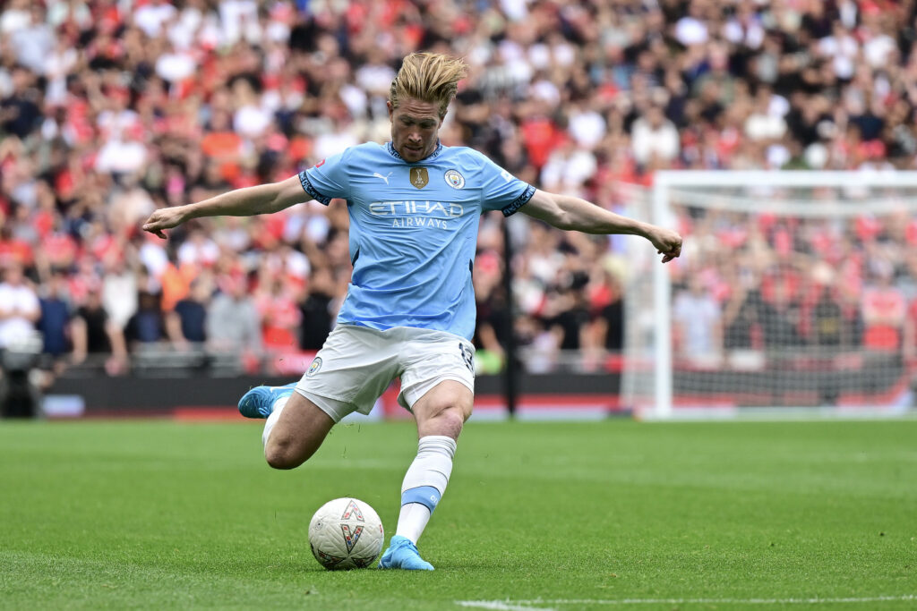 Kevin De Bruyne of Manchester City during the FA Community Shield match between Manchester City and Manchester United at Wembley Stadium, London
Picture by Jeremy Landey/Focus Images Ltd 07747773987
10/08/2024
2024.08.10 Londyn
Pilka nozna Tarcza Wspolnoty, Superpuchar Anglii
Manchester City - Manchester United
Foto Jeremy Landey/Focus Images/MB Media/PressFocus

!!! POLAND ONLY !!!