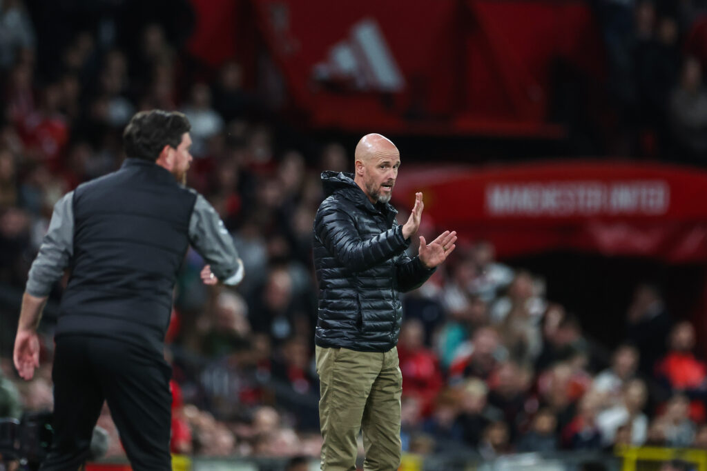 Erik ten Hag Manager of Manchester United gives his team instructions during the Carabao Cup 3rd Round match Manchester United vs Barnsley at Old Trafford, Manchester, United Kingdom, 17th September 2024

(Photo by Mark Cosgrove/News Images) in ,  on 9/17/2024. (Photo by Mark Cosgrove/News Images/Sipa USA)
2024.09.17 Manchester
Pilka nozna , Puchar Ligi Angielskiej
Manchester United - Barnsley
Foto Mark Cosgrove/News Images/SIPA USA/PressFocus

!!! POLAND ONLY !!!