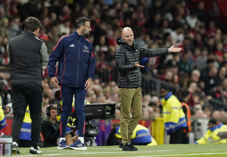 September 17, 2024, Manchester: Manchester, England, 17th September 2024. Ruud van Nistelrooy and Erik ten Hag manager of Manchester United exchange information during the Carabao Cup match at Old Trafford, Manchester. (Credit Image: � Andrew Yates/CSM via ZUMA Press Wire) 
PUCHAR LIGI ANGIELSKIEJ PILKA NOZNA SEZON 2024/2025
FOT. ZUMA/newspix.pl / 400mm.pl
POLAND ONLY!
---
newspix.pl / 400mm.pl