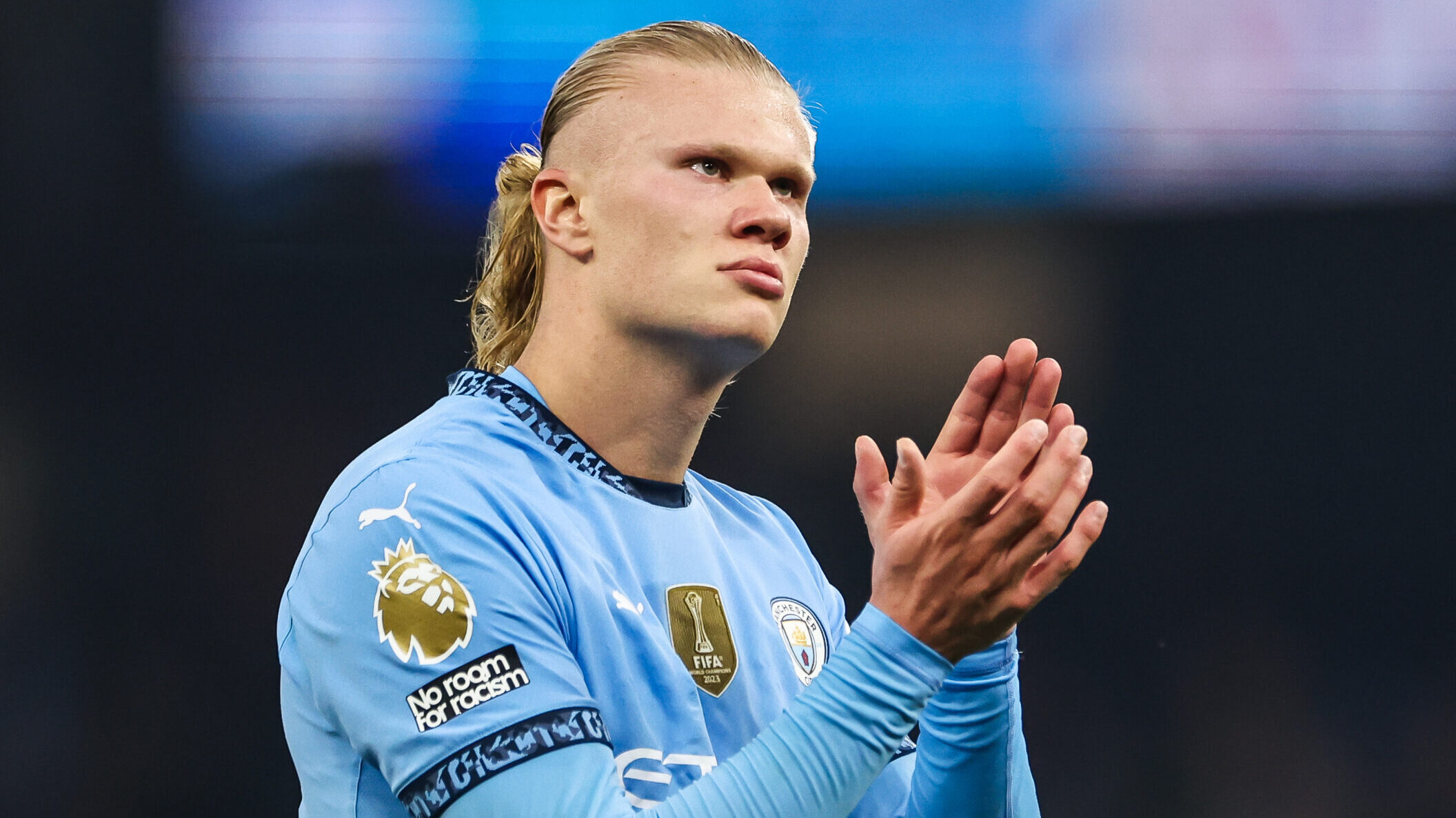 September 22, 2024, London, England, United Kingdom: Erling Haaland of Manchester City applauds the fans at the end of the Premier League match Manchester City vs Arsenal at Etihad Stadium, Manchester, United Kingdom, 22nd September 2024. (Credit Image: © Mark Cosgrove/News Images via ZUMA Press Wire) 
LIGA ANGIELSKA PILKA NOZNA SEZON 2024/2025
FOT. ZUMA/newspix.pl / 400mm.pl

POLAND ONLY !!!
---
newspix.pl / 400mm.pl