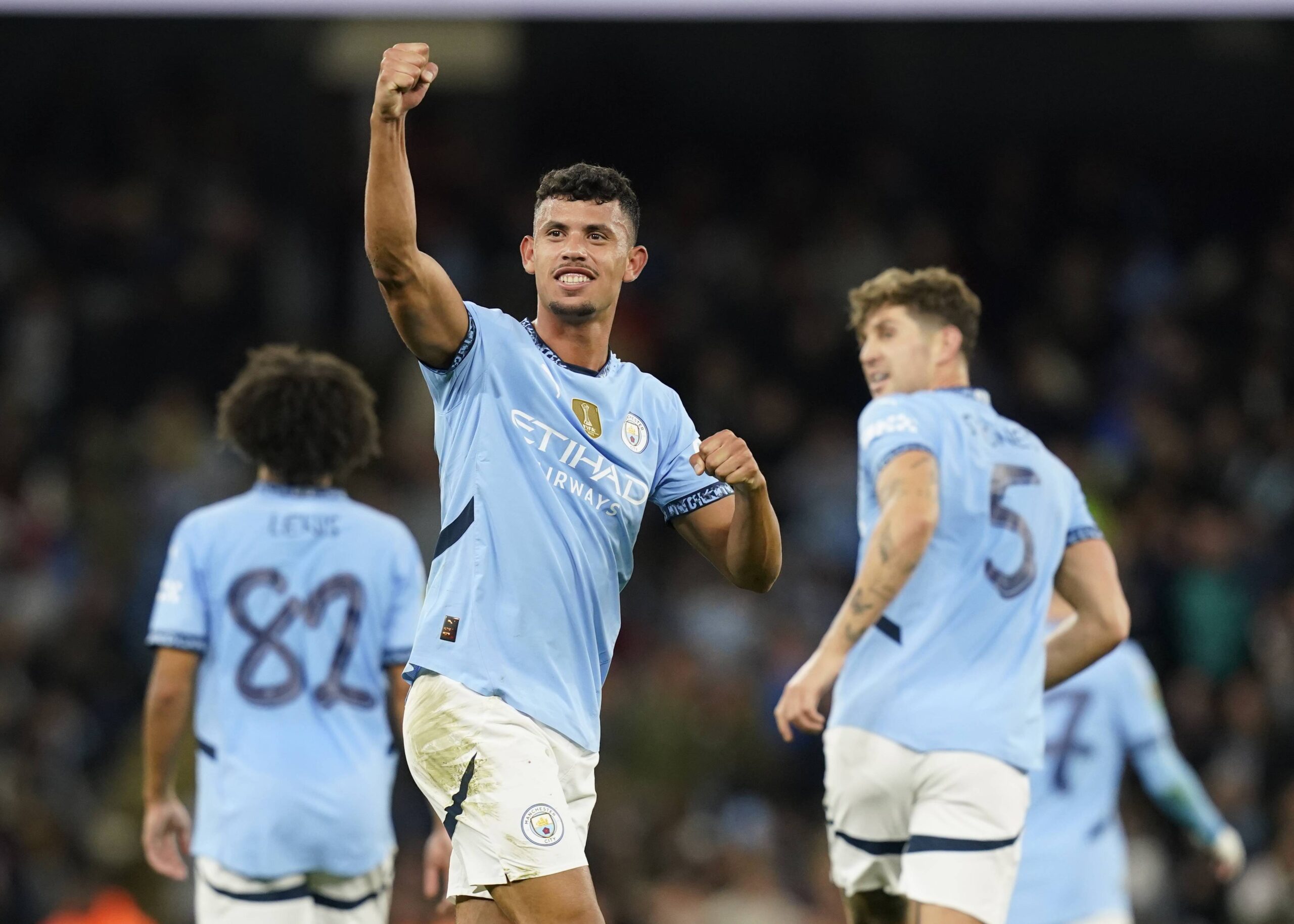 September 24, 2024, Manchester: Manchester, England, 24th September 2024. Matheus Nunes of Manchester City celebrates after being told to do so by John Stones of Manchester City during the Carabao Cup match at the Etihad Stadium, Manchester. (Credit Image: � Andrew Yates/CSM via ZUMA Press Wire) 
PUCHAR LIGI ANGIELSKIEJ PILKA NOZNA SEZON 2024/2025
FOT. ZUMA/newspix.pl / 400mm.pl

POLAND ONLY !!!
---
newspix.pl / 400mm.pl