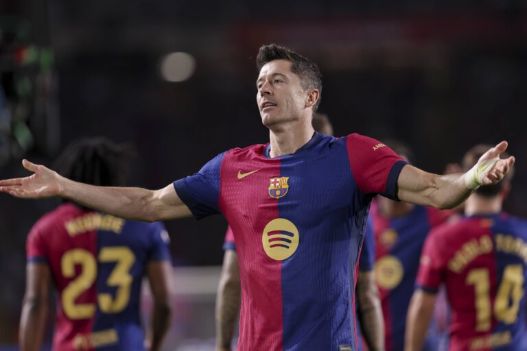 September 25, 2024, Barcelona, Spain: BARCELONA, SPAIN - SEPTEMBER 25: .Robert Lewandowski of FC Barcelona celebrates a goal during the Liga EA Sports match between FC Barcelona and Getafe CF at the Estadi Olimpic Lluis Companys on September 25, 2024 in Barcelona, Spain (Credit Image: © Gerard Franco/DAX via ZUMA Press Wire) 
LIGA HISZPANSKA PILKA NOZNA SEZON 2024/2025
FOT. ZUMA/newspix.pl / 400mm.pl

POLAND ONLY !!!
---
newspix.pl / 400mm.pl