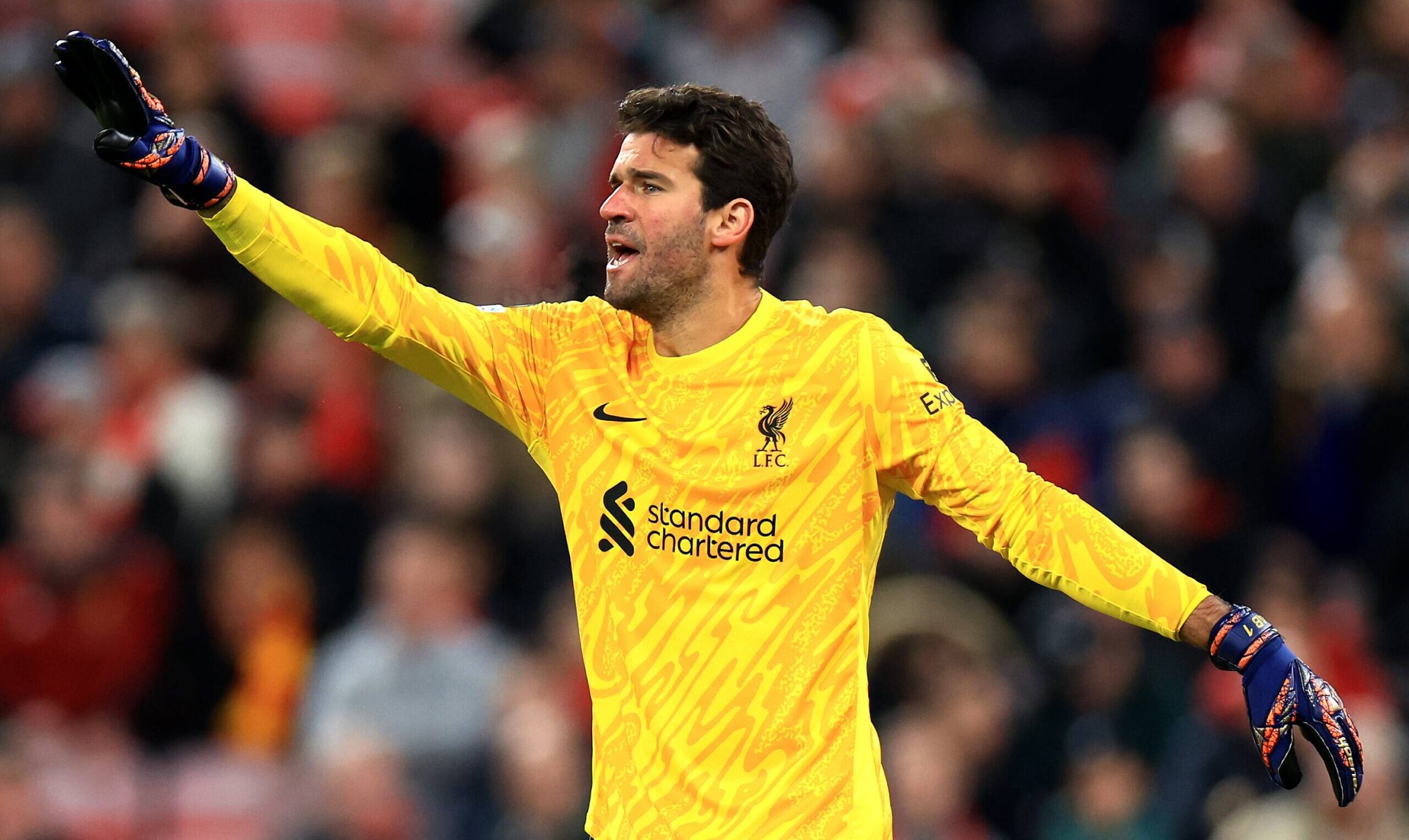 October 2, 2024, Liverpool: Liverpool, England, 2nd October 2024. Alisson Becker of Liverpool reacts during the UEFA Champions League match at Anfield, Liverpool. (Credit Image:  Jessica Hornby/CSM via ZUMA Press Wire) 
LIGA MISTRZOW UEFA PILKA NOZNA SEZON 2024/2025
FOT. ZUMA/newspix.pl / 400mm.pl

POLAND ONLY !!!
---
newspix.pl / 400mm.pl