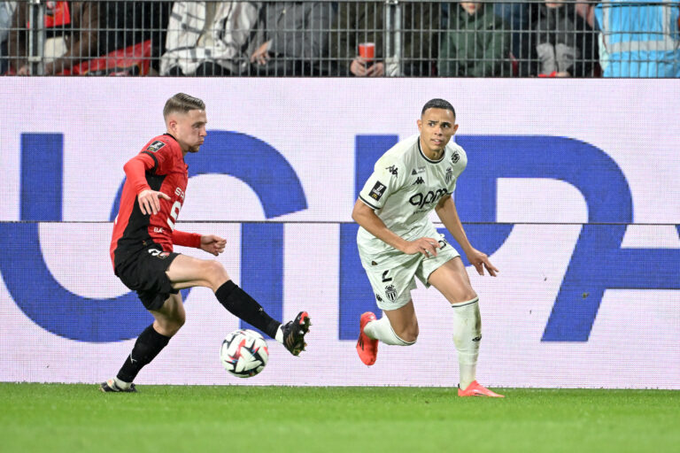 02 Vanderson DE OLIVEIRA CAMPOS (asm) - 03 Adrien TRUFFERT (srfc) during the Ligue 1 MCDonald&#039;s match between Rennes and Monaco at Roazhon Park on October 5, 2024 in Rennes, France. ((Photo by Christophe Saidi/FEP/Icon Sport/Sipa USA)
2024.10.05 Rennes
pilka nozna , Liga Francuska
Stade Rennes - AS Monaco
Foto Christophe Saidi/FEP/Icon Sport/SIPA USA/PressFocus

!!! POLAND ONLY !!!