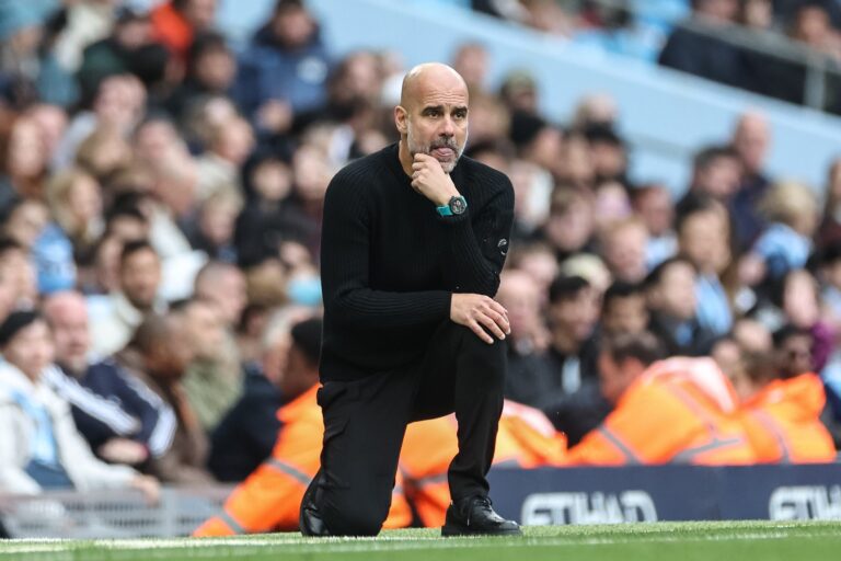 October 5, 2024, Manchester, Manchester, United Kingdom: Pep Guardiola manager of Manchester City kneels down in the technical area during the Premier League match Manchester City vs Fulham at Etihad Stadium, Manchester, United Kingdom, 5th October 2024. (Credit Image:  Mark Cosgrove/News Images via ZUMA Press Wire)
PILKA NOZNA LIGA ANGIELSKA SEZON 2024/2025
FOT. ZUMA/newspix.pl / 400mm.pl
POLAND ONLY!
---
newspix.pl / 400mm.pl