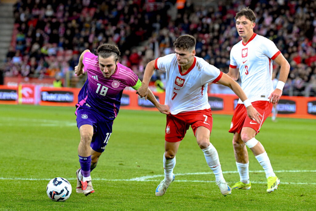 LODZ 15.10.2024
MECZ ELIMINACJE MISTRZOSTW EUROPY POLSKA - NIEMCY U21 --- UEFA EUROPEAN UNDER-21 MATCH: POLAND - GERMANY
N/Z ROCCO REITZ ARKADIUSZ PYRKA
FOT. PAWEL PIOTROWSKI/ 400MM.PL