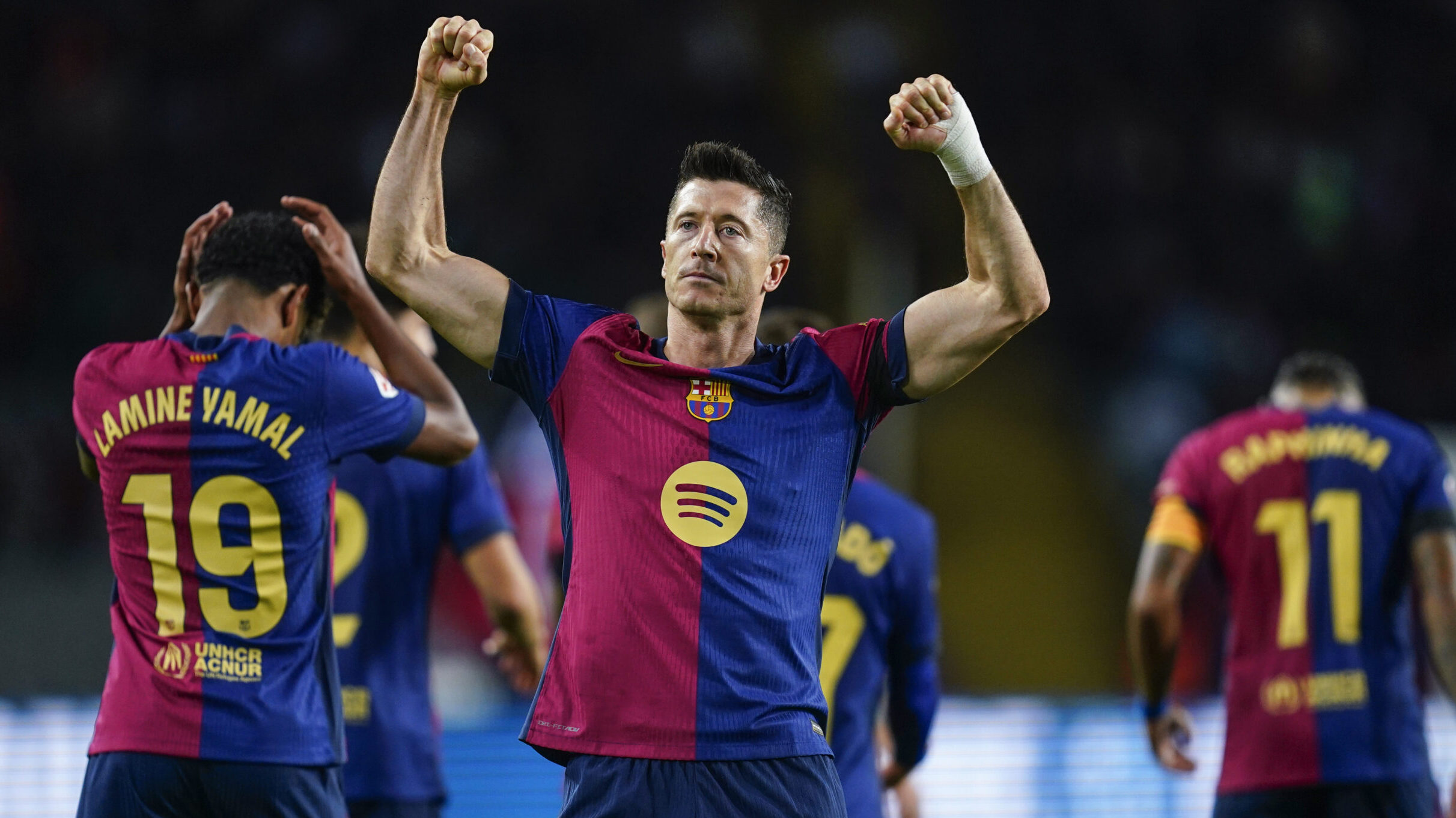 Robert Lewandowski of FC Barcelona celebrates the 1-0 during the La Liga EA Sports match between FC Barcelona and Sevilla FC played at Lluis Companys Stadium on October 20, 2024 in Barcelona, Spain. (Photo by Sergio Ruiz / Imago)  (Photo by pressinphoto/Sipa USA)
2024.10.20 Barcelona
pilka nozna liga hiszpanska
FC Barcelona - Sevilla FC
Foto pressinphoto/SIPA USA/PressFocus

!!! POLAND ONLY !!!