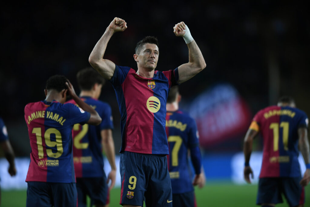 FC Barcelona, Barca v SEVILLA FC. OLIMPIC STADIUM LLUIS COMPANYS. MONTJUIC,BARCELONA. OCTOBER 20,2024 FC BARCELONA vs SEVILLA FC. October 20,2024 Robert Lewandowski 9 of FC Barcelona celebrates scoring his team s first goal during the match between FC Barcelona and Sevilla FC corresponding to the tenth day of La Liga EA Sports at Olimpic Stadium Lluis Companys of Montjuic in Barcelona, Spain. Barcelona ESP Copyright: xS.xRosx
2024.10.20 Barcelona
pilka nozna liga hiszpanska
FC Barcelona - Sevill
Foto IMAGO/PressFocus

!!! POLAND ONLY !!!