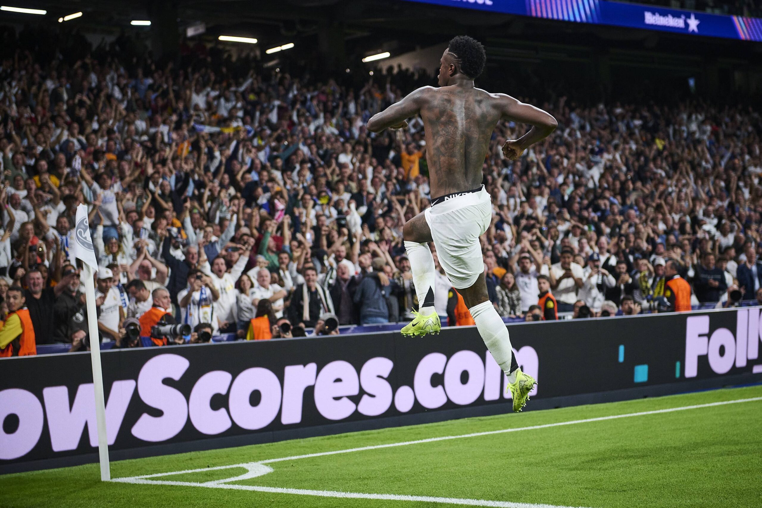 UEFA Champions League soccer match Real Madrid vs Borussia Dortmund at Santiago Bernabeu stadium in Madrid, Spain 22 October 2024
Vinicius Jr celebrates a goal

(Photo by Cordon Press/Sipa USA)
2024.10.22 Madryt
pilka nozna liga mistrzow
Real Madryt - Borussia Dortmund
Foto Cordon Press/SIPA USA/PressFocus

!!! POLAND ONLY !!!