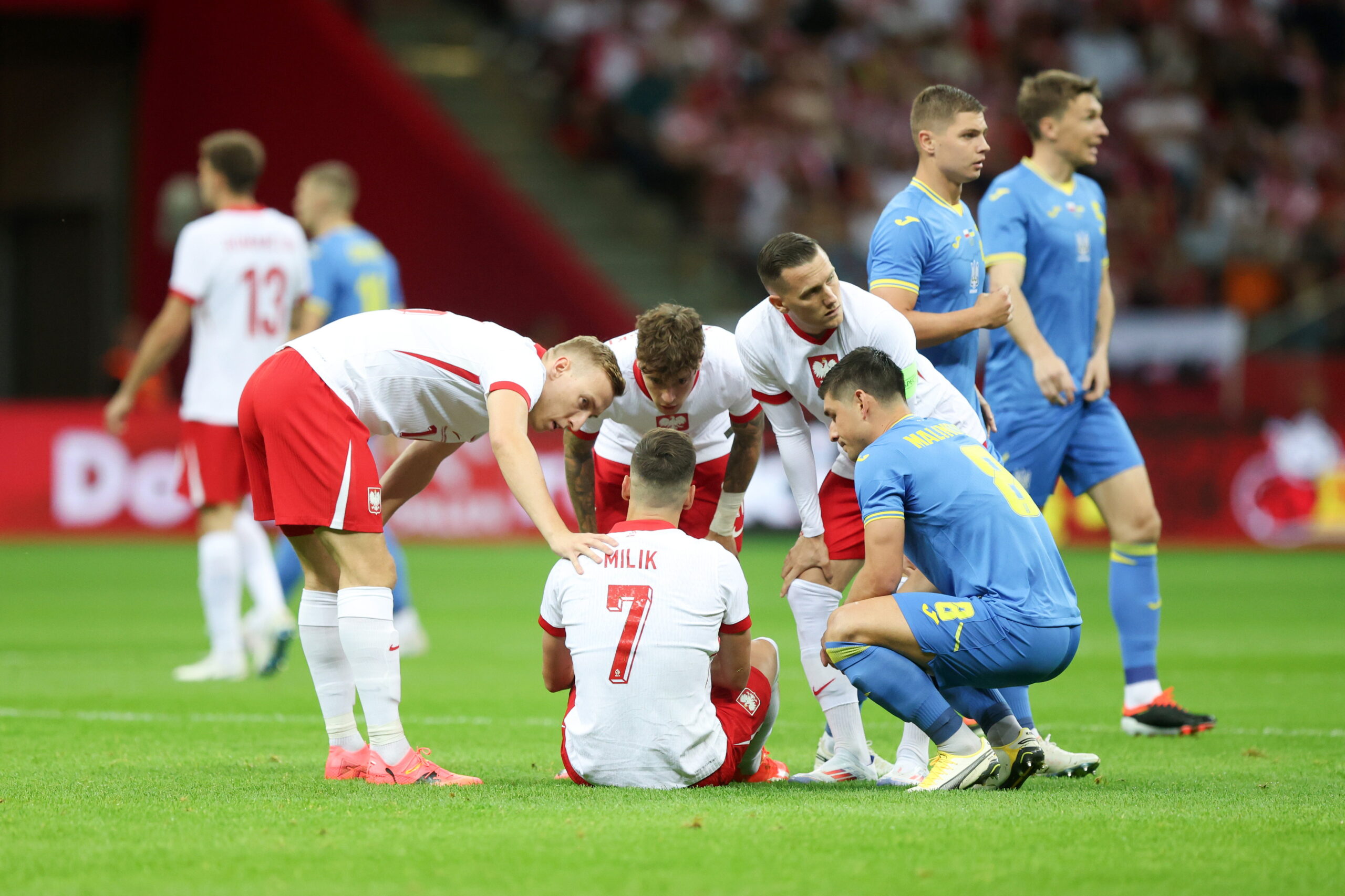 WARSZAWA 07.06.2024
MIEDZYNARODOWY MECZ TOWARZYSKI: POLSKA - UKRAINA --- INTERNATIONAL FRIENDLY FOOTBALL MATCH IN WARSAW: POLAND - UKRAINE
ADAM BUKSA  NICOLA ZALEWSKI  ARKADIUSZ MILIK  PIOTR ZIELINSKI  RUSLAN MALINOWSKYJ 
FOT. PIOTR KUCZA/400mm.pl