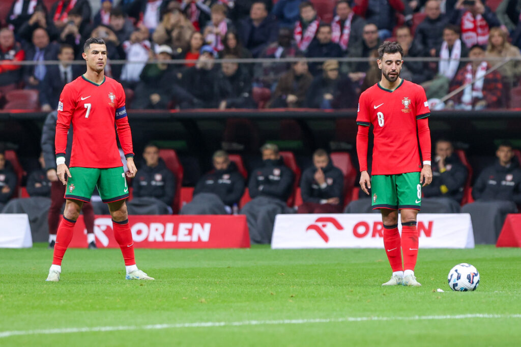 WARSZAWA 12.10.2024
MECZ 3. KOLEJKA GRUPA A1 LIGA NARODOW SEZON 2024/25: POLSKA - PORTUGALIA --- UEFA NATIONS LEAGUE FOOTBALL MATCH IN WARSAW: POLAND - PORTUGAL
CRISTIANO RONALDO BRUNO FERNANDES 
FOT.ANNA KLEPACZKO/400mm.pl