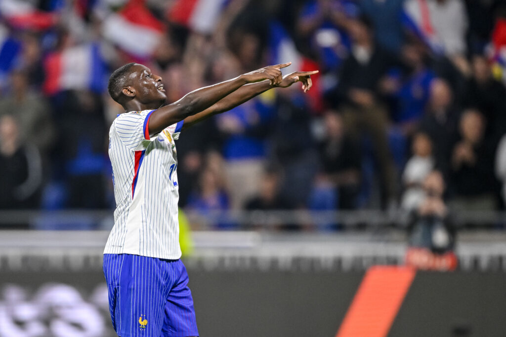 Randal Kolo Muani (France) celebrates after scoring his team&#039;s first goal during the UEFA Nations League 2024/2025 League A - Group 2 match between France and Belgium at Groupama-Stadion on September 9, 2024 in Lyon , France.  (Photo by Harry Langer/DeFodi Images)  
LIGA NARODOW UEFA PILKA NOZNA SEZON 2024/2025
FRANCJA v BELGIA
FOT. DEFODI IMAGES/newspix.pl / 400mm.pl

POLAND ONLY !!!
---
newspix.pl / 400mm.pl