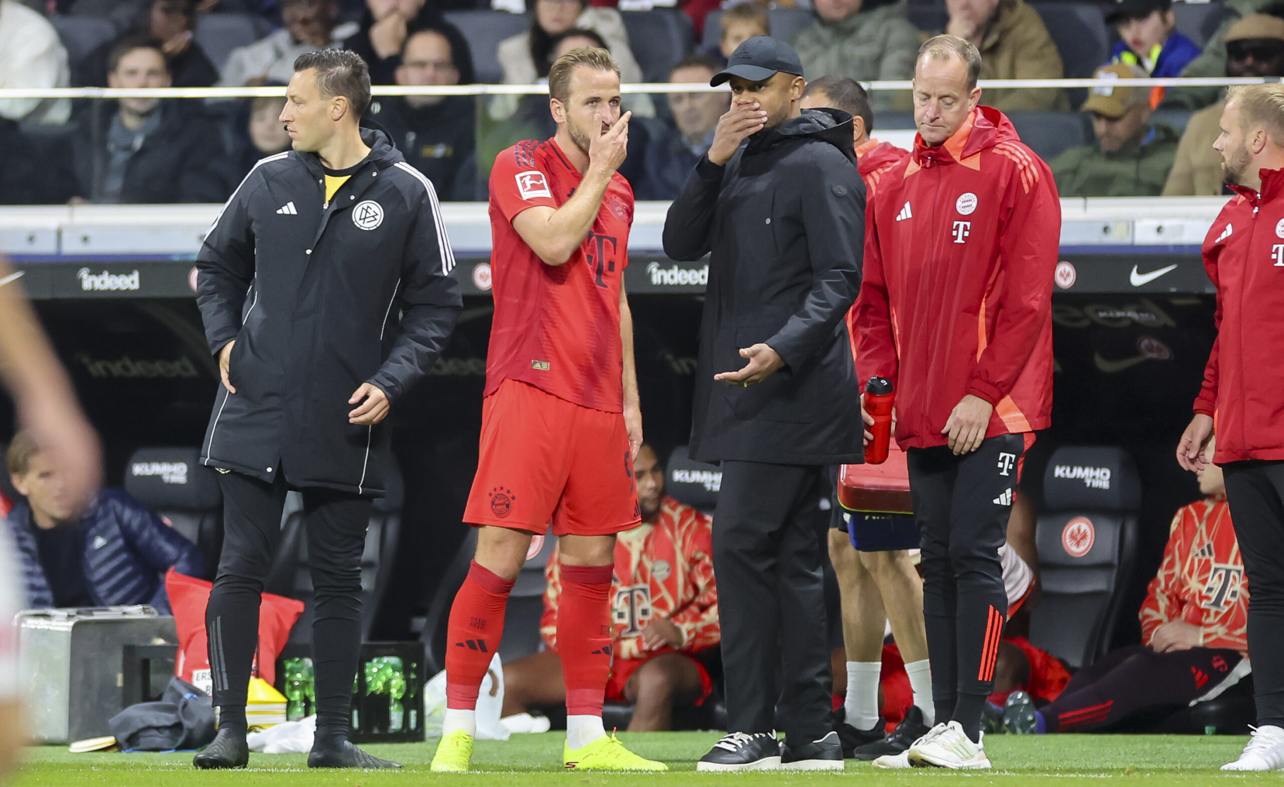 Harry Kane (FC Bayern Muenchen) und Trainer Vincent Kompany (FC Bayern Muenchen) unterhalten sich, Bundesliga, Eintracht Frankfurt v FC Bayern Mnchen, Deutsche Bank Park am 06. October 2024 in Frankfurt am Main, Deutschland. (Foto von Marco Steinbrenner/DeFodi Images)

Harry Kane (FC Bayern Muenchen) und Trainer Vincent Kompany (FC Bayern Muenchen) talk together, Bundesliga, Eintracht Frankfurt v FC Bayern Mnchen, Deutsche Bank Park, October 6, 2024 in Frankfurt am Main, Germany. (Photo by Marco Steinbrenner/DeFodi Images) DFL regulations prohibit any use of photographs as image sequences and/or quasi-video.
PILKA NOZNA LIGA NIEMIECKA SEZON 2024/2025
FOT. DEFODI IMAGES/newspix.pl / 400mm.pl
POLAND ONLY!
---
newspix.pl / 400mm.pl