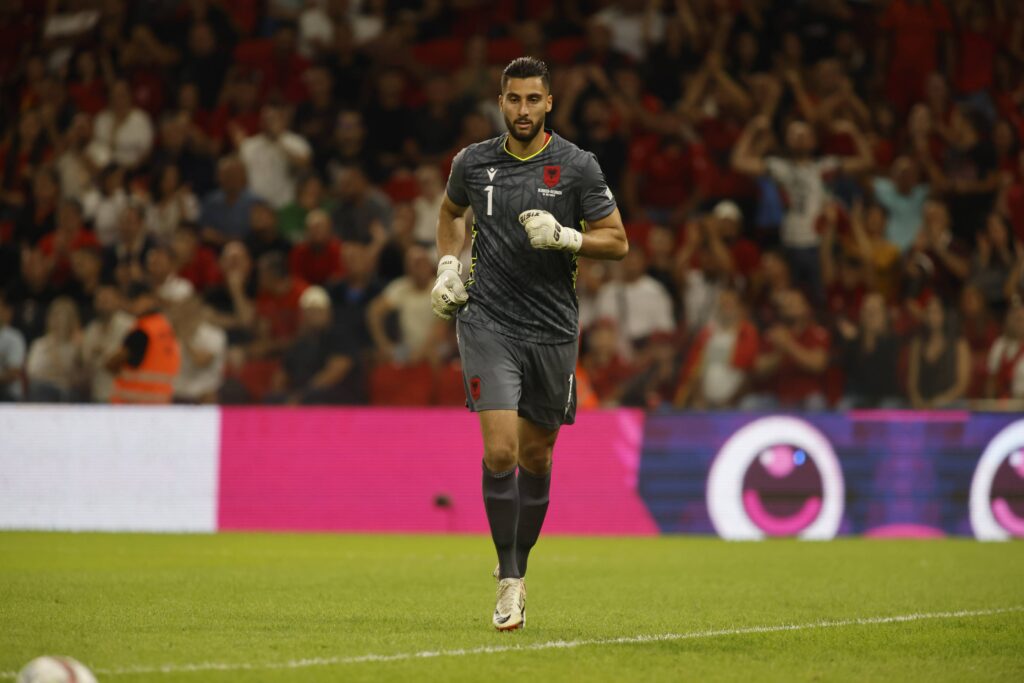 Thomas Strakosha of Albania during the UEFA Nations League 2024/2025 League E - Group 1 match between Albania and Georgia at Air Albania Stadium on September 10, 2024 in Tirana, Albania.   (Photo by Nderim Kaceli/DeFodi Images)  
LIGA NARODOW UEFA PILKA NOZNA SEZON 2024/2025
ALBANIA v GRUZJA
FOT. DEFODI IMAGES/newspix.pl / 400mm.pl

POLAND ONLY !!
---
newspix.pl / 400mm.pl