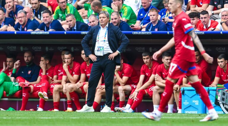 Trainer Dragan Stojkovic (Serbia) schaut zu, UEFA EURO 2024 - Group C, Slovenia vs Serbia, Fussball Arena Muenchen am 20. June 2024 in Muenchen, Deutschland. (Foto von Silas Schueller/DeFodi Images)

Trainer Dragan Stojkovic (Serbia) looks on, UEFA EURO 2024 - Group C, Slovenia vs Serbia, Munich Football Arena on June 20, 2024 in Munich, Germany. (Photo by Silas Schueller/DeFodi Images)  
MISTRZOSTWA EUROPY W PILCE NOZNEJ EURO 2024 MECZ SLOWENIA VS SERBIA
FOT.DEFODI IMAGES/newspix.pl / 400mm.pl
POLAND ONLY!

---
newspix.pl / 400mm.pl