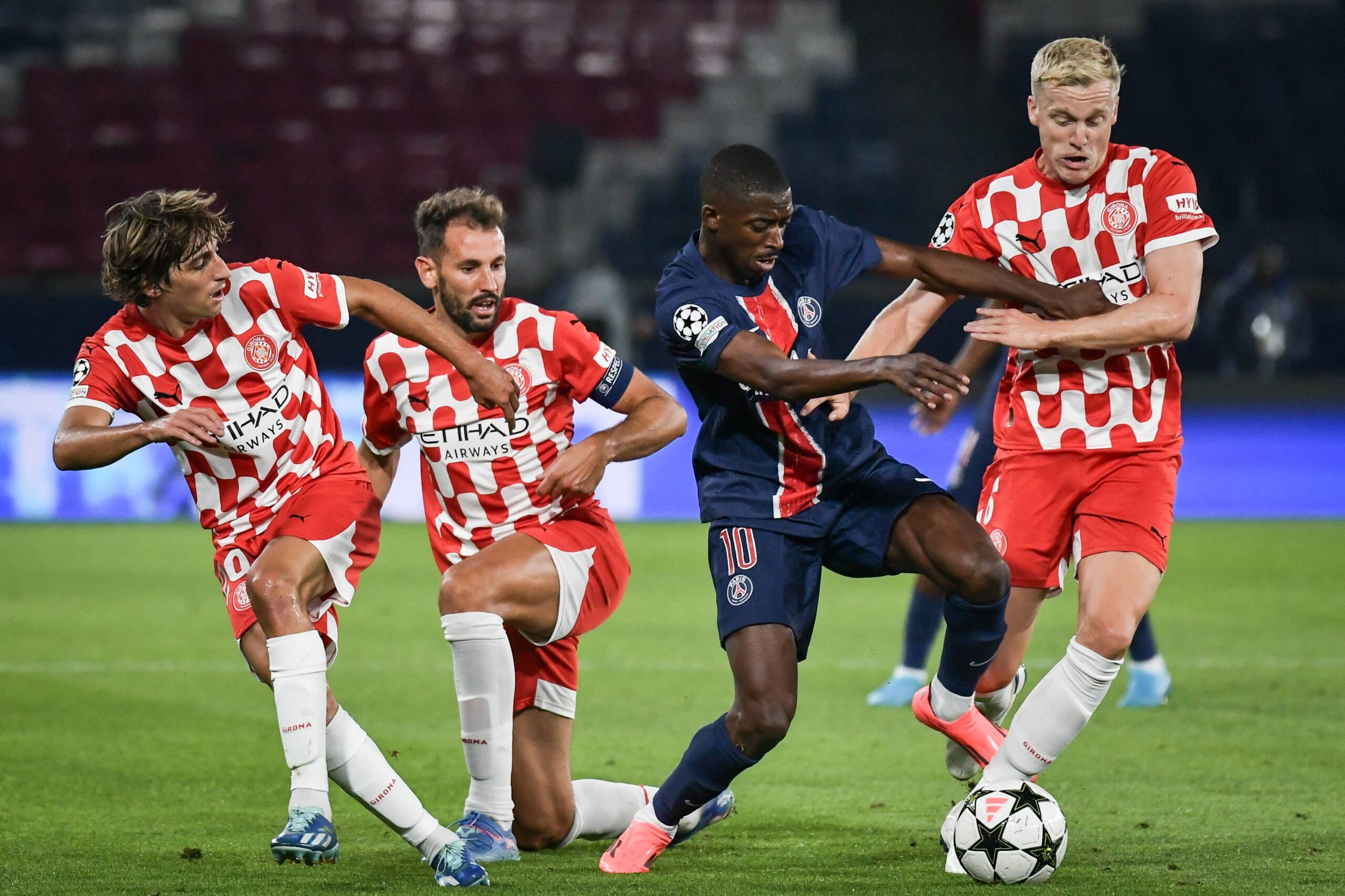 Paris Saint-Germain’s forward Ousmane Dembele fights for the ball during the UEFA Champions League football match between Paris Saint-Germain and Girona FC at the Parc des Princes stadium in Paris on September 18, 2024. Photo by Firas Abdullah/ABACAPRESS.COM 
LIGA MISTRZOW UEFA PILKA NOZNA SEZON 2024/2025
FOT. ABACA/newspix.pl / 400mm.pl

POLAND ONLY !!!
---
newspix.pl / 400mm.pl