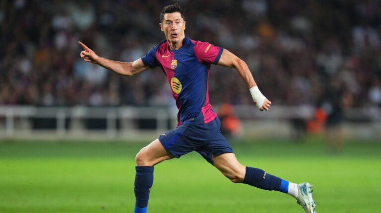 Robert Lewandowski of FC Barcelona during the La Liga EA Sports match between FC Barcelona and Getafe CF played at Lluis Companys Stadium on September 25, 2024 in Barcelona, Spain. (Photo by Sergio Ruiz) 
LIGA HISZPANSKA PILKA NOZNA SEZON 2024/2025
FOT. PRESSINPHOTO/newspix.pl / 400mm.pl

POLAND ONLY !!
---
newspix.pl / 400mm.pl