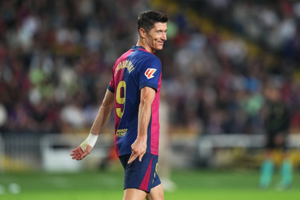 Robert Lewandowski of FC Barcelona during the La Liga EA Sports match between FC Barcelona and Getafe CF played at Lluis Companys Stadium on September 25, 2024 in Barcelona, Spain. (Photo by Sergio Ruiz) 
LIGA HISZPANSKA PILKA NOZNA SEZON 2024/2025
FOT. PRESSINPHOTO/newspix.pl / 400mm.pl

POLAND ONLY !!
---
newspix.pl / 400mm.pl