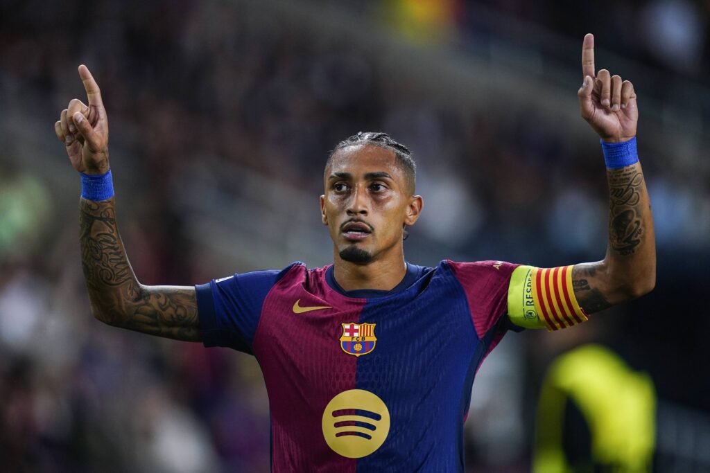 Raphael Dias Belloli Raphinha of FC Barcelona celebrates the 2-0during the UEFA Champions League match, date 2, second leg, between FC Barcelona and BSC Young Boys played at Camp Nou Stadium on October 1, 2024 in Barcelona Spain. (Photo by Sergio Ruiz / Imago) 
LIGA MISTRZOW UEFA PILKA NOZNA SEZON 2024/2025
FOT. PRESSINPHOTO/newspix.pl / 400mm.pl

POLAND ONLY !!!
---
newspix.pl / 400mm.pl