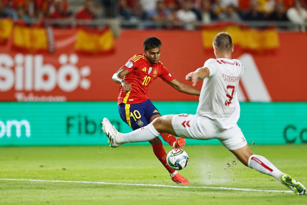 Lamine Yamal (ESP), OCTOBER 12, 2024 - Football / Soccer : UEFA &quot;Nations League&quot; League phase Group A4 match between Spain 1-0 Denmark at the Estadio Enrique Roca de Murcia in Murcia, Spain. (Photo by Mutsu Kawamori/AFLO) 
LIGA NARODOW UEFA PILKA NOZNA SEZON 2024/2025
HISZPANIA v DANIA
FOT. AFLO/newspix.pl / 400mm.pl

POLAND ONLY !!!
---
newspix.pl / 400mm.pl