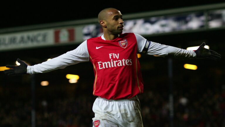 File photo dated 13-01-2007 of Arsenal&#039;s Thierry Henry celebrates scoring.,Image: 512375903, License: Rights-managed, Restrictions: FILE PHOTO, Model Release: no, Credit line: Nick Potts / PA Images / Forum