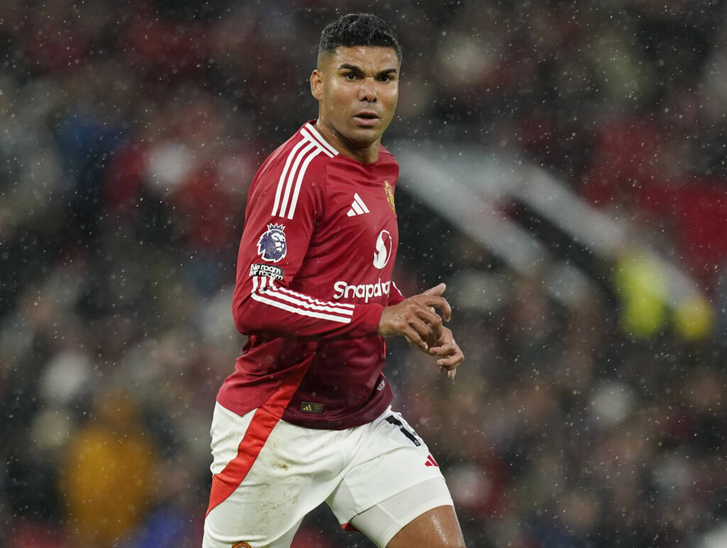 Manchester, England, 29th September 2024. Manchester United, ManU s Casemiro during the Premier League match at Old Trafford, Manchester. Picture credit should read: / Sportimage EDITORIAL USE ONLY. No use with unauthorised audio, video, data, fixture lists, club/league logos or live services. Online in-match use limited to 120 images, no video emulation. No use in betting, games or single club/league/player publications. SPI-3344-0175,Image: 914253906, License: Rights-managed, Restrictions: , Model Release: no, Credit line: Andrew Yates / imago sport / Forum