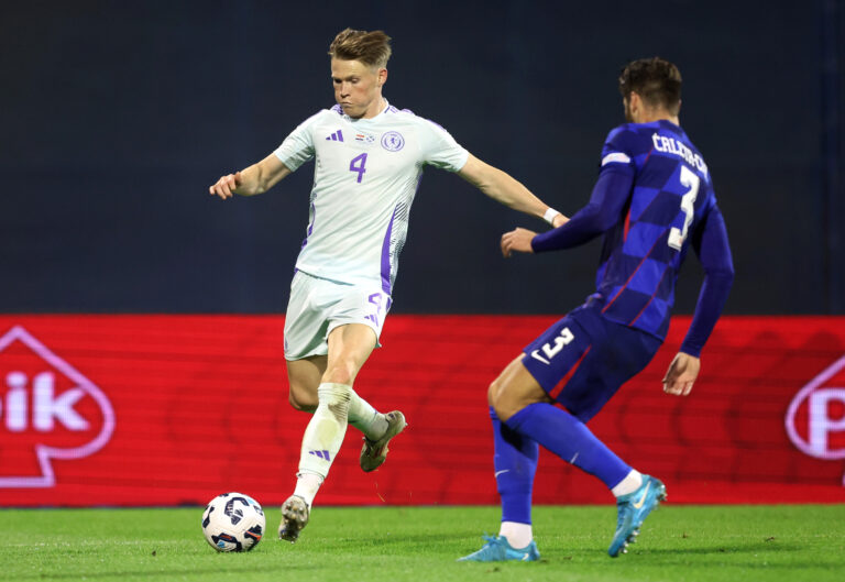 Scotland&#039;s Scott McTominay and Croatia&#039;s Duje Caleta-Car battle for the ball during the UEFA Nations League Group A1 match at the Stadion Maksimir in Zagreb, Croatia. Picture date: Saturday October 12, 2024.,Image: 920131936, License: Rights-managed, Restrictions: Use subject to restrictions. Editorial use only, no commercial use without prior consent from rights holder., Model Release: no, Credit line: PA Wire / PA Images / Forum