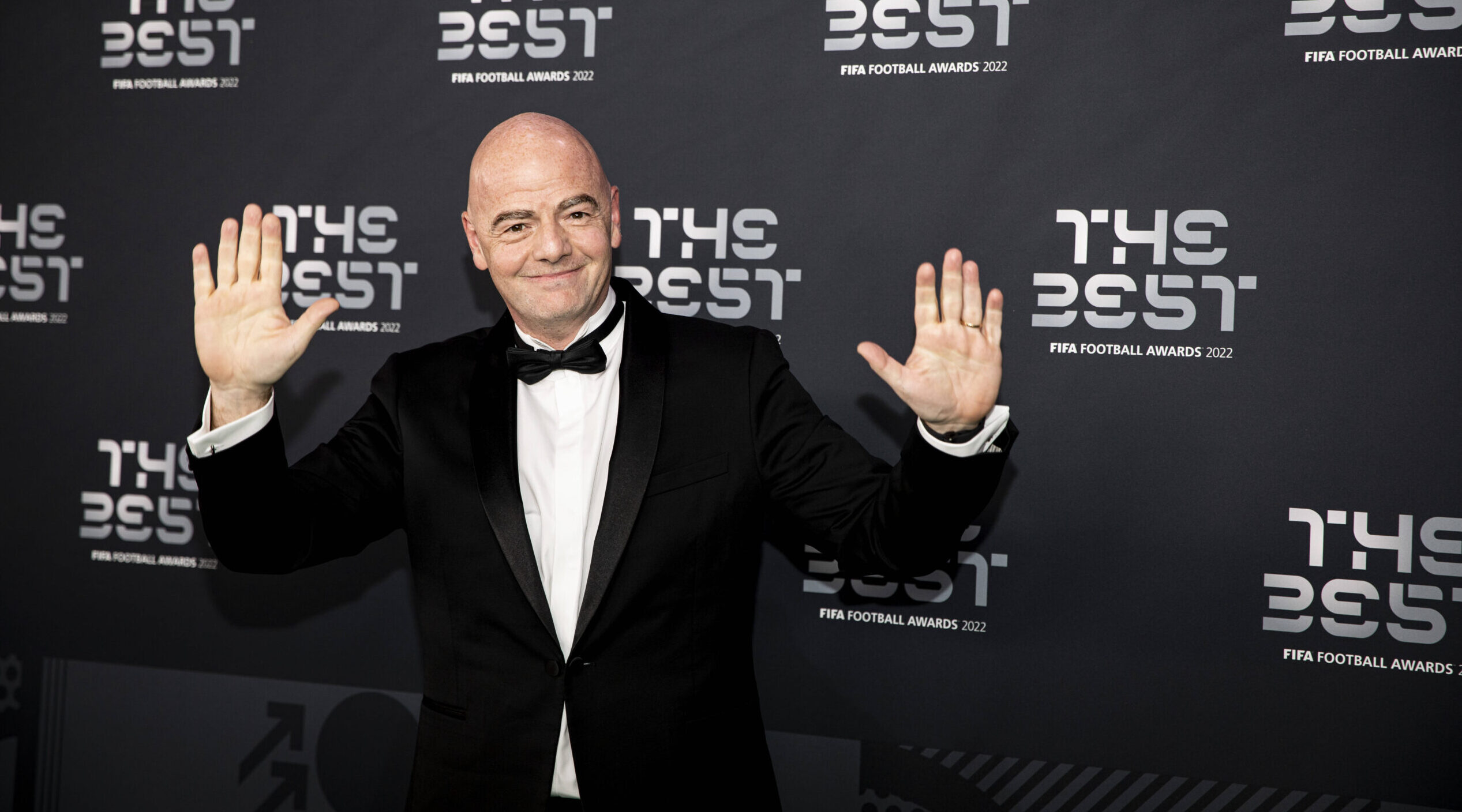 FIFA President Gianni Infantino poses upon arrival to attend the Best FIFA Football Awards 2022 ceremony in Paris on February 27, 2023. 

27.02.2023 Paryz
pilka nozna
Gala Best FIFA Football Award 2022
Foto Elyxandro Cegarra / Sipa / PressFocus 
POLAND ONLY!!