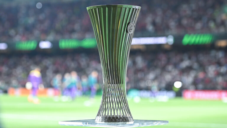 The trophy of the UEFA Conference League Final, at the match between Olympiacos Piraeus and ACF Fiorentina at Opap Arena on May 29, 2024, in Athens, Greece. (Photo by Stefanos Kyriazis/IPA Sport / ip/IPA/Sipa USA)
2024.05.29 Ateny
pilka nozna , liga Konferencji Europy , Final
Olympiakos Pireus - ACF Fiorentina
Foto Stefanos Kyriazis/IPA Sport/ipa-agency.net/SIPA USA/PressFocus

!!! POLAND ONLY !!!