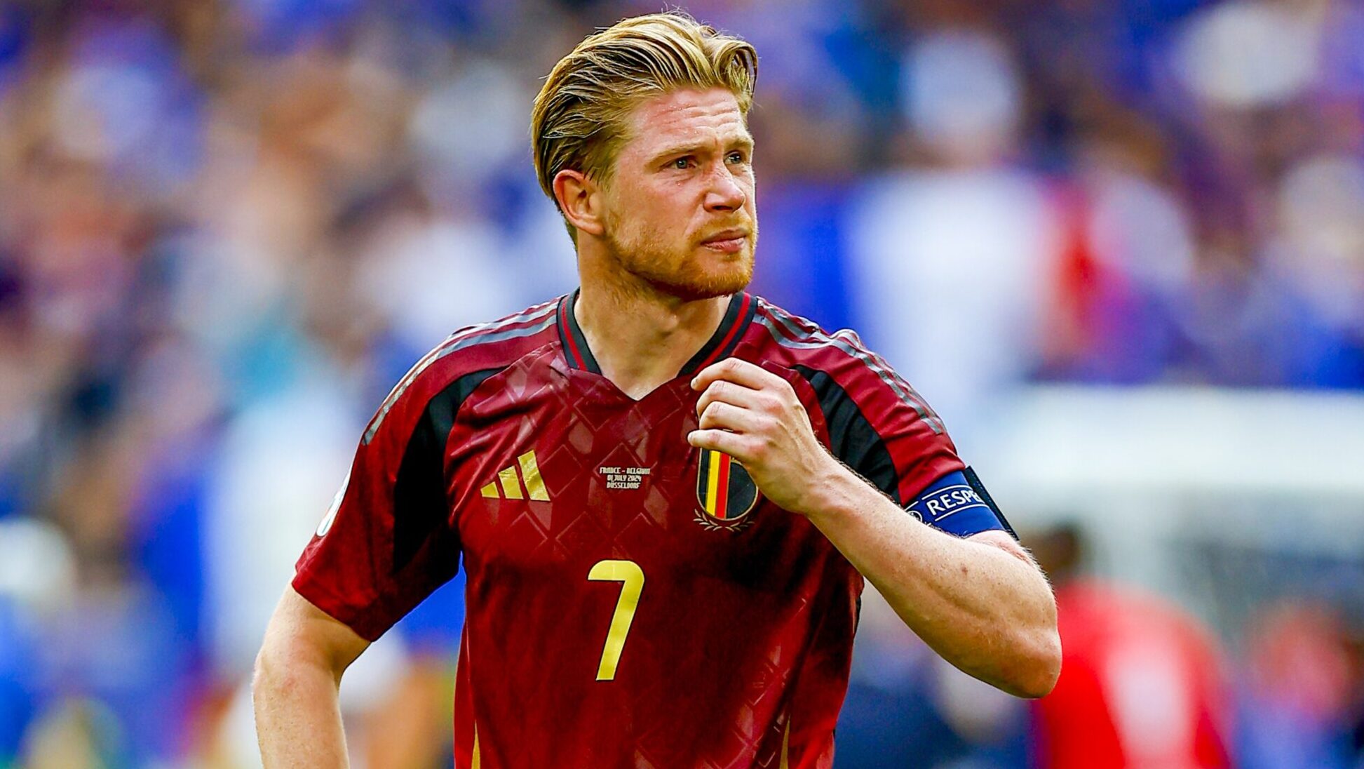 DUSSELDORF, Dusseldorf Arena ,01-07-2024 , European Football Championship Euro2024, round of 16 match no.42 between France and Belgium, Belgium player Kevin de Bruyne dejected after lose the match (Photo by Pro Shots/Sipa USA)
2024.07.01 Duesseldorf
pilka nozna Mistrzostwa Europy UEFA Euro 2024 
Belgia - Francja
Foto Pro Shots Photo Agency/SIPA USA/PressFocus

!!! POLAND ONLY !!!