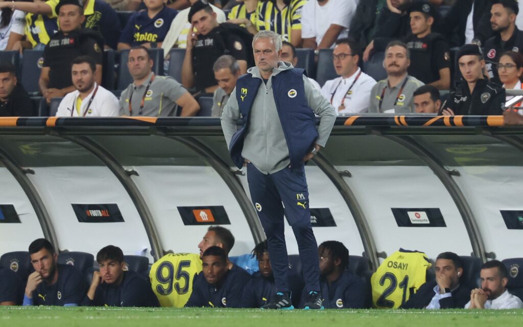 Fenerbahce&#039;s head coach Jose Mourinho pictured during a soccer game between Turkish Fenerbahce SK and Belgian Royale Union Saint-Gilloise in Istanbul, Turkey on Thursday 26 September 2024, on the opening day of the League phase of the UEFA Europa League tournament. BELGA PHOTO VIRGINIE LEFOUR (Photo by VIRGINIE LEFOUR/Belga/Sipa USA)
2024.09.26 Stambul
pilka nozna liga europy
Fenerbahce AS - Royale Union
Foto Belga/SIPA USA/PressFocus

!!! POLAND ONLY !!!