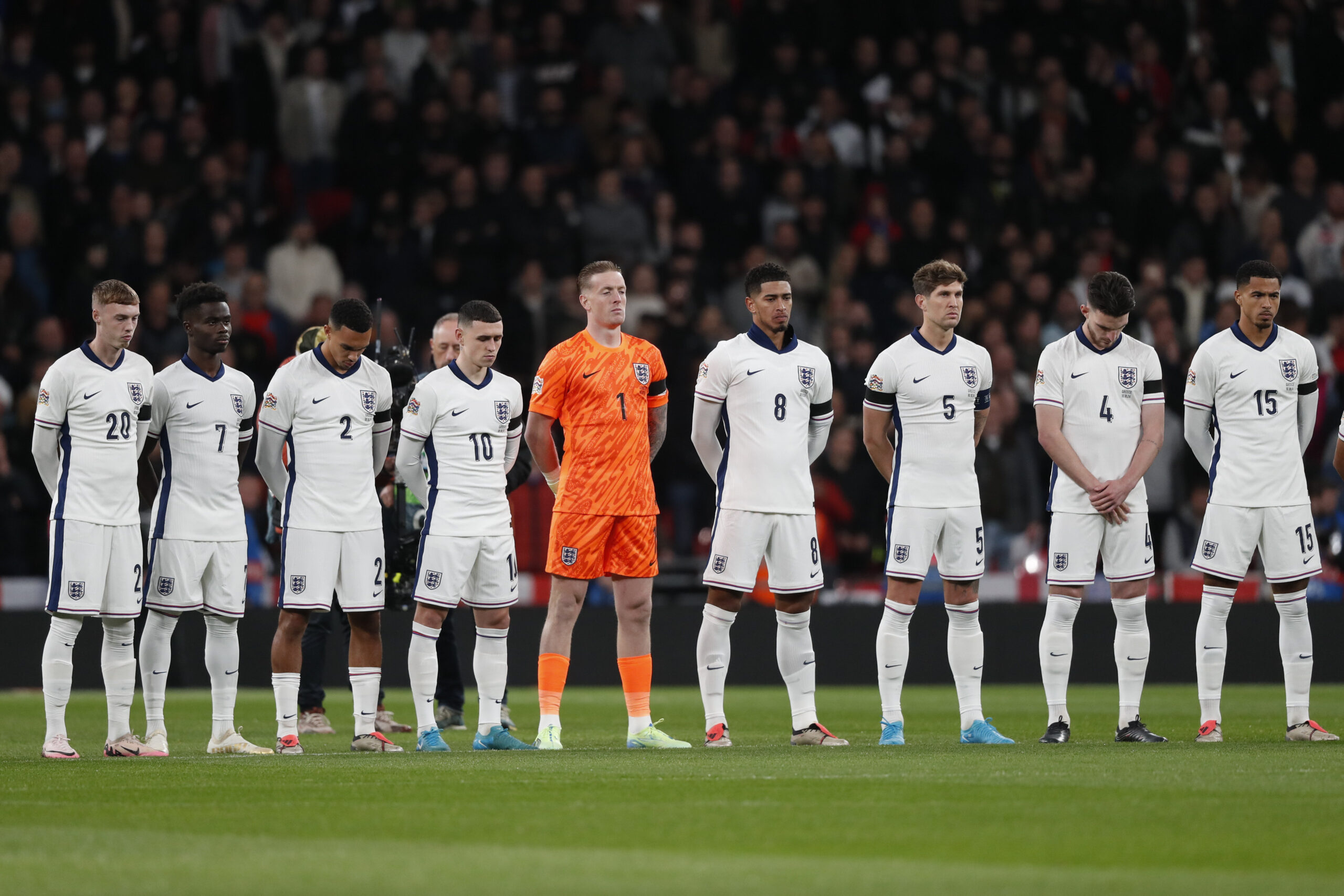 A minutes silence was held in memory of George Baldock before the UEFA Nations League Group F match at Wembley Stadium, London
Picture by Paul Chesterton/Focus Images Ltd +44 7904 640267
10/10/2024

10.10.2024 London
pilka nozna liga narodow
Anglia - Grecja
Foto Paul Chesterton  / Focus Images / MB Media / PressFocus 
POLAND ONLY!!