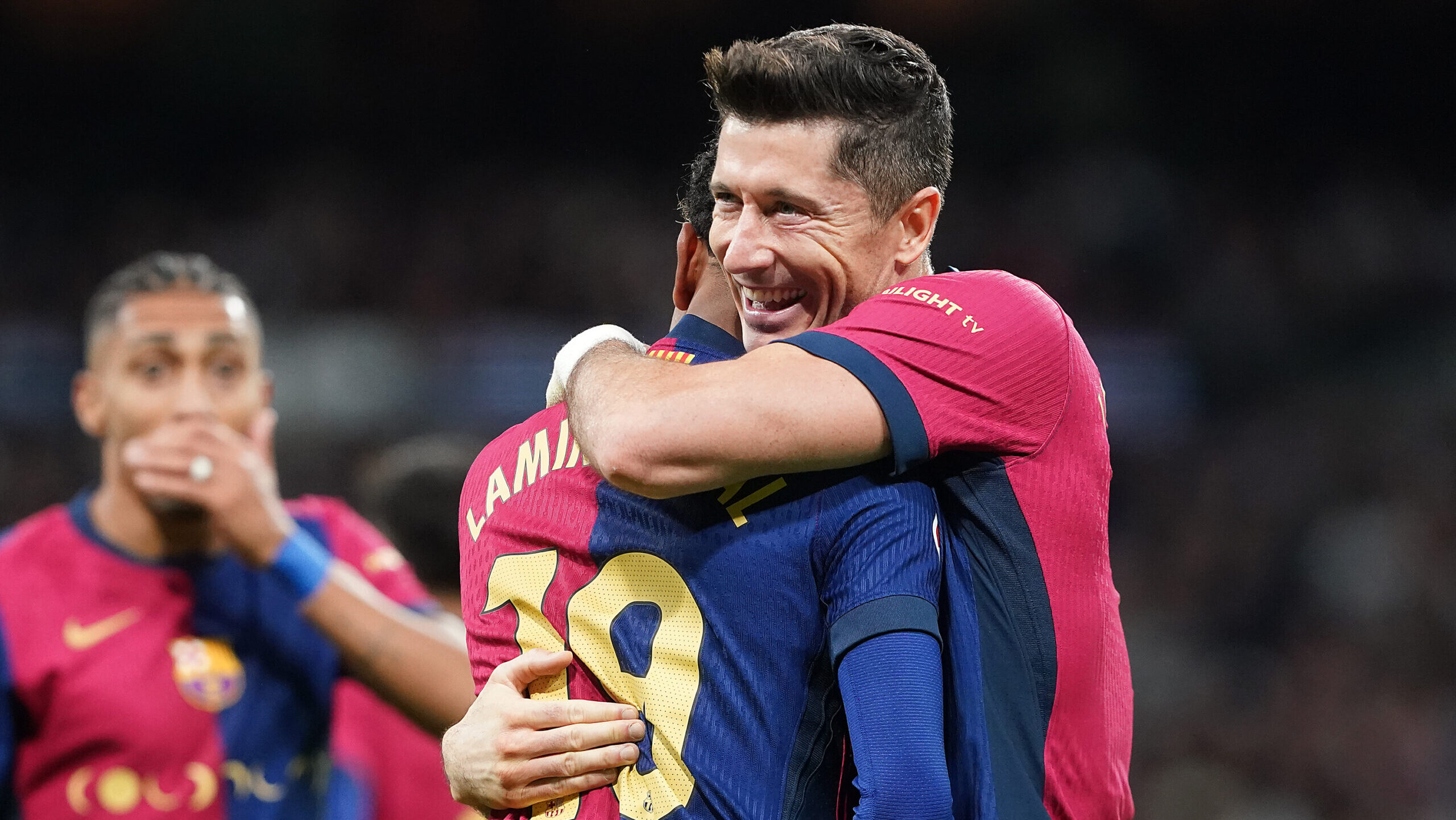 FC Barcelona&#039;s Lamine Yamal (l) and Robert Lewandowski celebrate goal during La Liga match. October 26, 2024. (Photo by Acero/Alter Photos/Sipa USA)
2024.10.26 Madryt
pilka nozna liga hiszpanska
Real Madryt - FC Barcelona
Foto Acero/Alter Photos/SIPA USA/PressFocus

!!! POLAND ONLY !!!