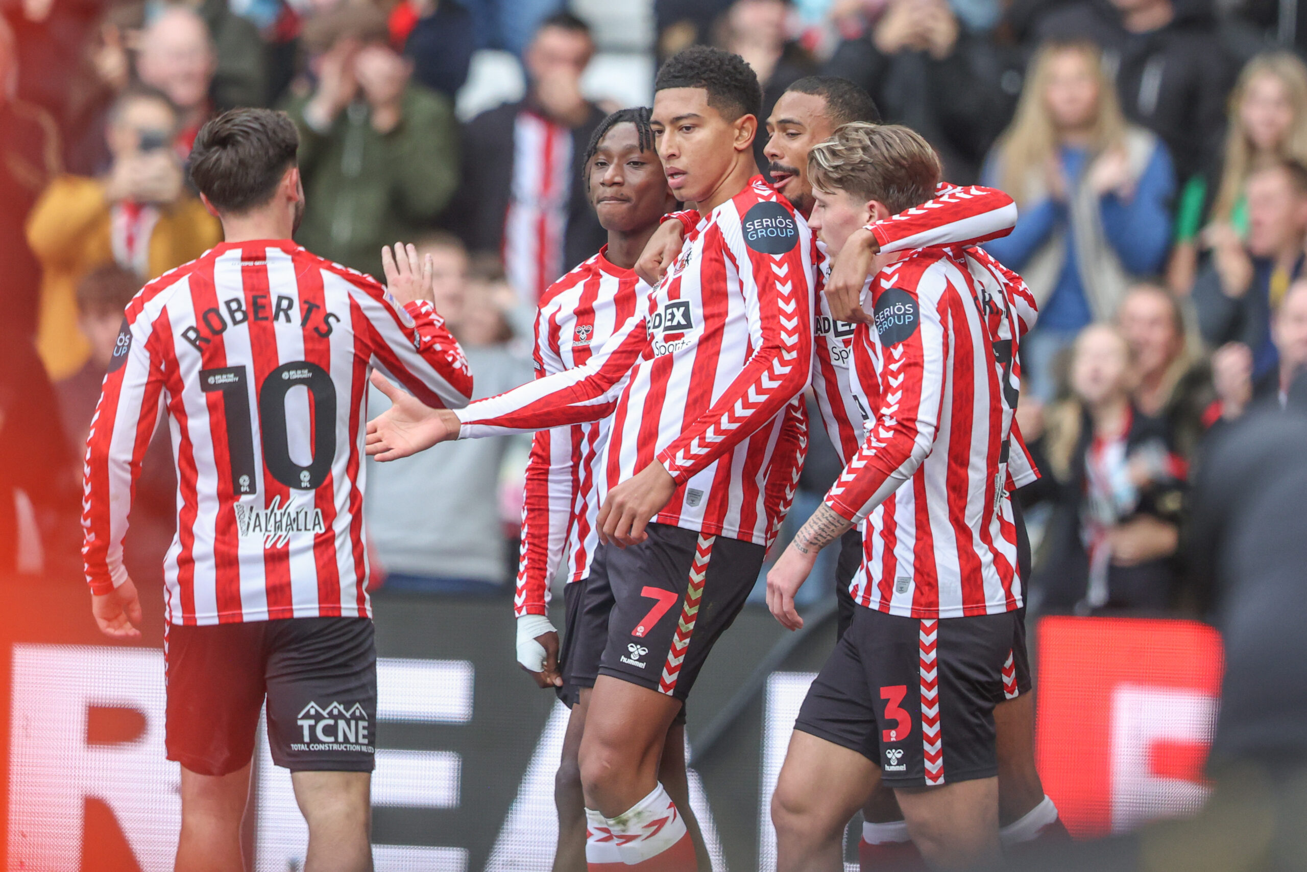 Jobe Bellingham of Sunderland celebrates his goal to make it 1-0 during the Sky Bet Championship match Sunderland vs Oxford United at Stadium Of Light, Sunderland, United Kingdom, 26th October 2024

(Photo by Alfie Cosgrove/News Images) in Sunderland, United Kingdom on 10/26/2024. (Photo by Alfie Cosgrove/News Images/Sipa USA)
2024.10.26 Sunderland
pilka nozna liga angielska
Sunderland - Oxford United
Foto Alfie Cosgrove/News Images/SIPA USA/PressFocus

!!! POLAND ONLY !!!