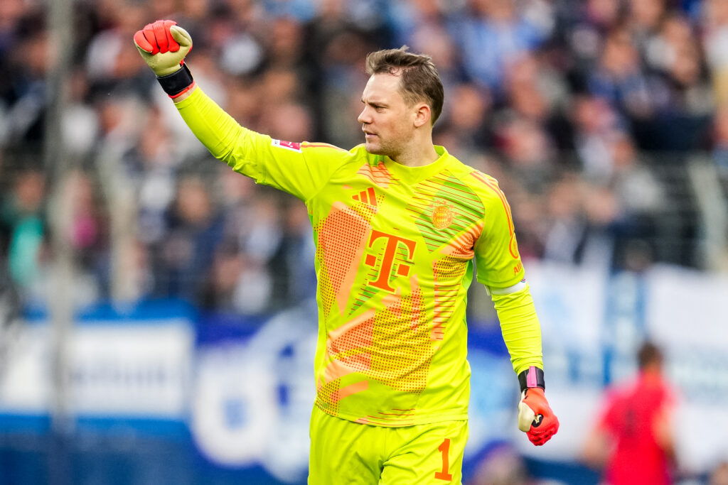 BOCHUM, GERMANY - OCTOBER 27: FC Bayern Munchen goalkeeper Manuel Neuer celebrates his team&#039;s first goal during the Bundesliga match between VfL Bochum 1848 and FC Bayern Munchen at Vonovia Ruhrstadion on October 27, 2024 in Bochum, Germany. (Photo by Rene Nijhuis/MB Media)
2024.10.27 Bochum
Pilka nozna liga niemiecka
VfL Bochum 1848 - Bayern Monachium
Foto Rene Nijhuis/MB Media/PressFocus

!!! POLAND ONLY !!!