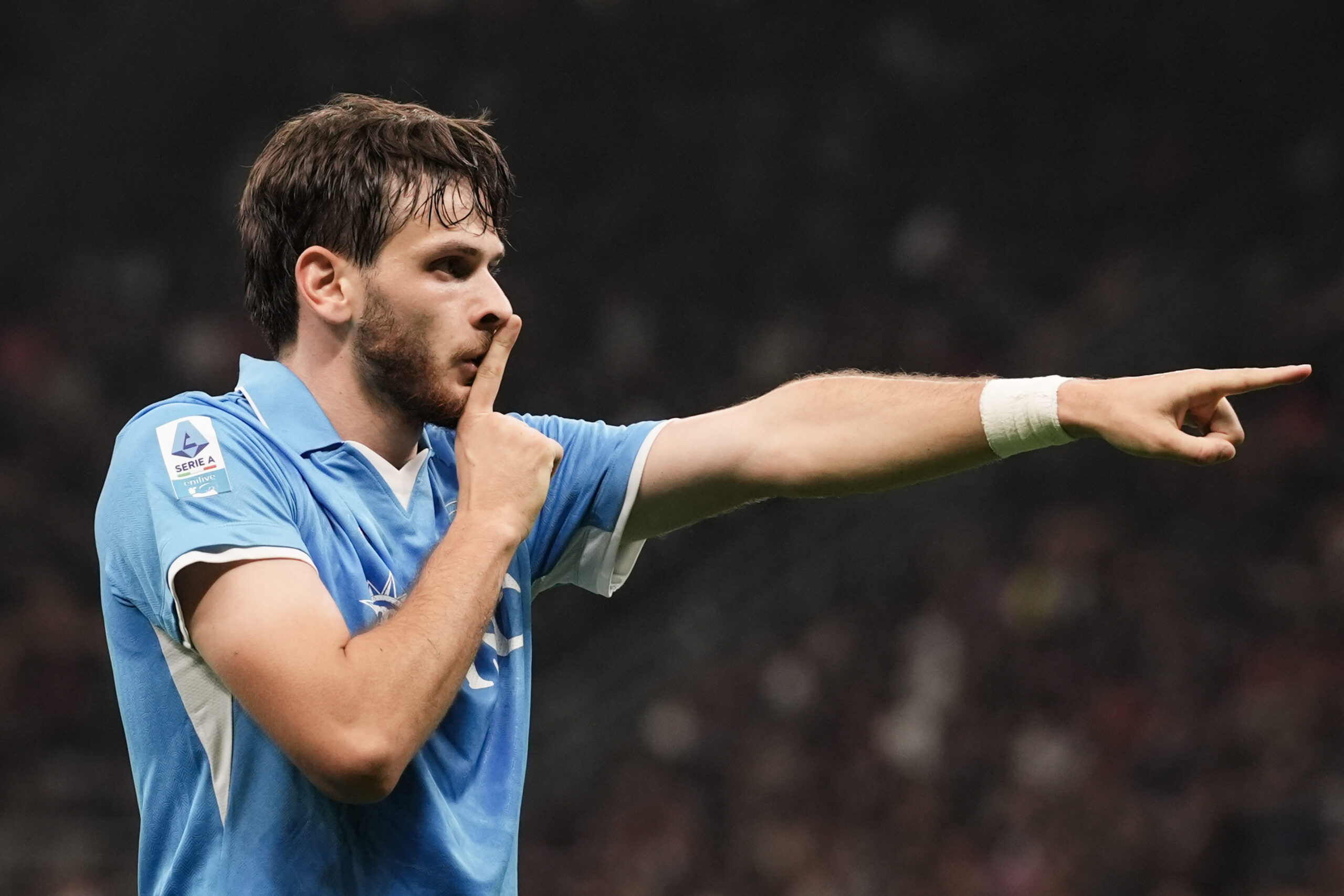 Napoli&#039;s Khvicha Kvaratskhelia celebrates after scoring the 0-2 goal for his team during the Serie A Enilive 2024/2025 match between Milan and Napoli at the San Siro Stadium in Milan, North Italy - Sport, Soccer Tuesday October 29, 2024 (Photo by Massimo Paolone/LaPresse) (Photo by Massimo Paolone/LaPresse/Sipa USA)
2024.10.29 Mediolan
pilka nozna liga wloska
AC Milan - SSC Napoli
Foto Massimo Paolone/LaPresse/SIPA USA/PressFocus

!!! POLAND ONLY !!!