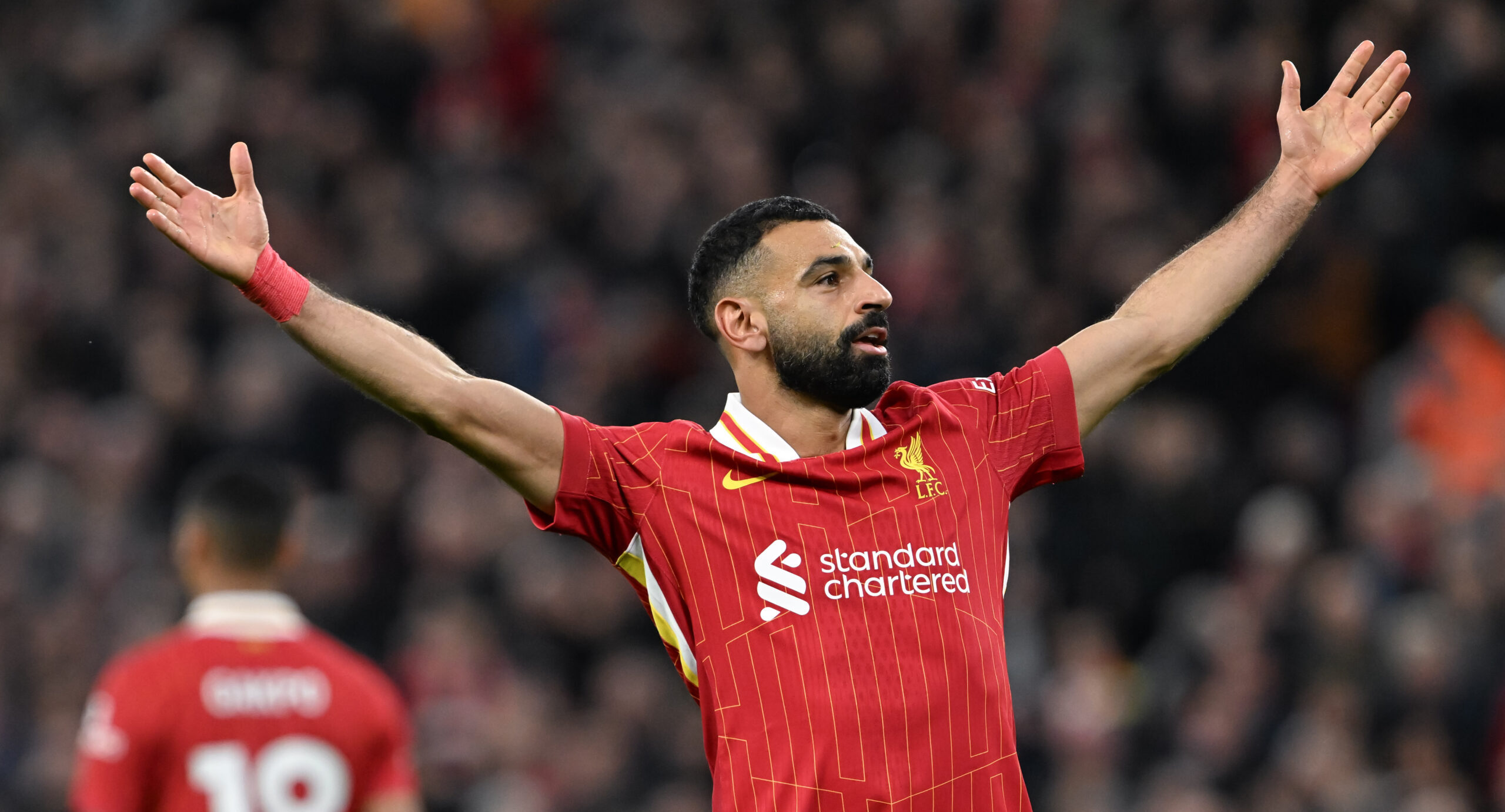 Mohamed Salah of Liverpool celebrates his goal to make it 2-1 Liverpool during the Premier League match Liverpool vs Brighton and Hove Albion at Anfield, Liverpool, United Kingdom, 2nd November 2024

(Photo by Cody Froggatt/News Images) in Liverpool, United Kingdom on 11/2/2024. (Photo by Cody Froggatt/News Images/Sipa USA)
2024.11.02 Liverpool
pilka nozna liga angielska
Liverpool - Brighton and Hove Albion
Foto Cody Froggatt/News Images/SIPA USA/PressFocus

!!! POLAND ONLY !!!