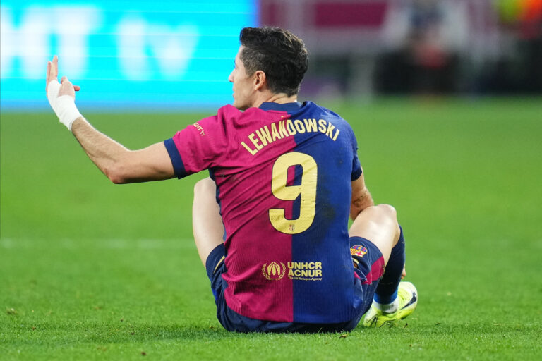 Robert Lewandowski of FC Barcelona during the La Liga EA Sports match between FC Barcelona and RCD Espanyol played at Lluis Companys Stadium on November 3, 2024 in Barcelona, Spain. (Photo by Bagu Blanco / Pressinphoto)
2024.11.03 Barcelona
pilka nozna liga hiszpanska
FC Barcelona - RCD Espanyol
Foto pressinphoto/SIPA USA/PressFocus

!!! POLAND ONLY !!!