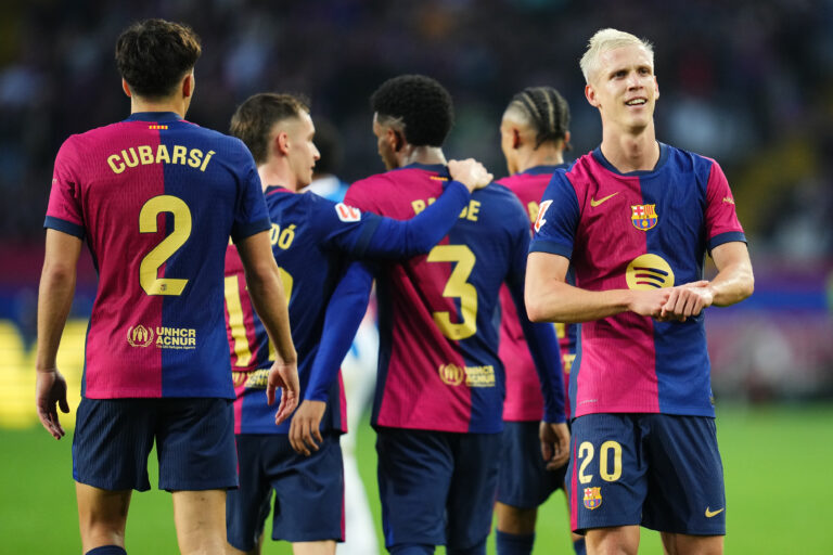 Dani Olmo of FC Barcelona celebrates after scoring goal during the La Liga EA Sports match between FC Barcelona and RCD Espanyol played at Lluis Companys Stadium on November 3, 2024 in Barcelona, Spain. (Photo by Bagu Blanco / Pressinphoto)
2024.11.03 Barcelona
pilka nozna liga hiszpanska
FC Barcelona - RCD Espanyol
Foto pressinphoto/SIPA USA/PressFocus

!!! POLAND ONLY !!!