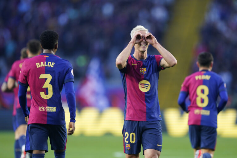 Dani Olmo of FC Barcelona celebrates the 1-0 during the La Liga EA Sports match between FC Barcelona and RCD Espanyol played at Lluis Companys Stadium on November 3, 2024 in Barcelona, Spain. (Photo by Sergio Ruiz / Imago)  (Photo by pressinphoto/Sipa USA)
2024.11.03 Barcelona
pilka nozna liga hiszpanska
FC Barcelona - RCD Espanyol
Foto pressinphoto/SIPA USA/PressFocus

!!! POLAND ONLY !!!