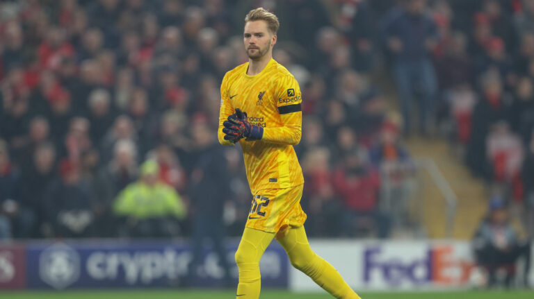 Caoimhin Kelleher of Liverpool during the UEFA Champions League, League Stage match Liverpool vs Bayer 04 Leverkusen at Anfield, Liverpool, United Kingdom, 5th November 2024

(Photo by Gareth Evans/News Images) in Liverpool, United Kingdom on 11/5/2024. (Photo by Gareth Evans/News Images/Sipa USA)
2024.11.05 Liverpool
pilka nozna liga mistrzow
FC Liverpool - Bayer 04 Leverkusen
Foto Gareth Evans/News Images/SIPA USA/PressFocus

!!! POLAND ONLY !!!